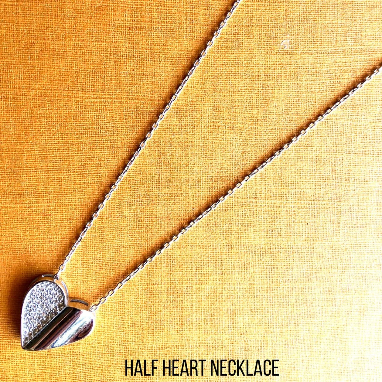 Half Diamond Heart Kolye