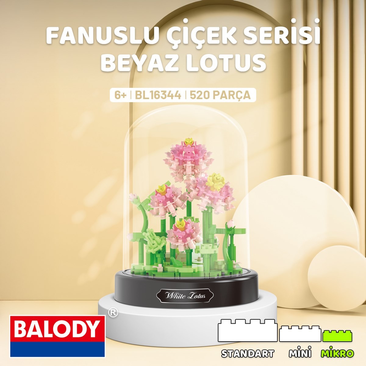 Balody Fanuslu Çiçek Serisi – Beyaz Lotus (BL16344) – Mikro Blok Yapı Oyuncakları Seti