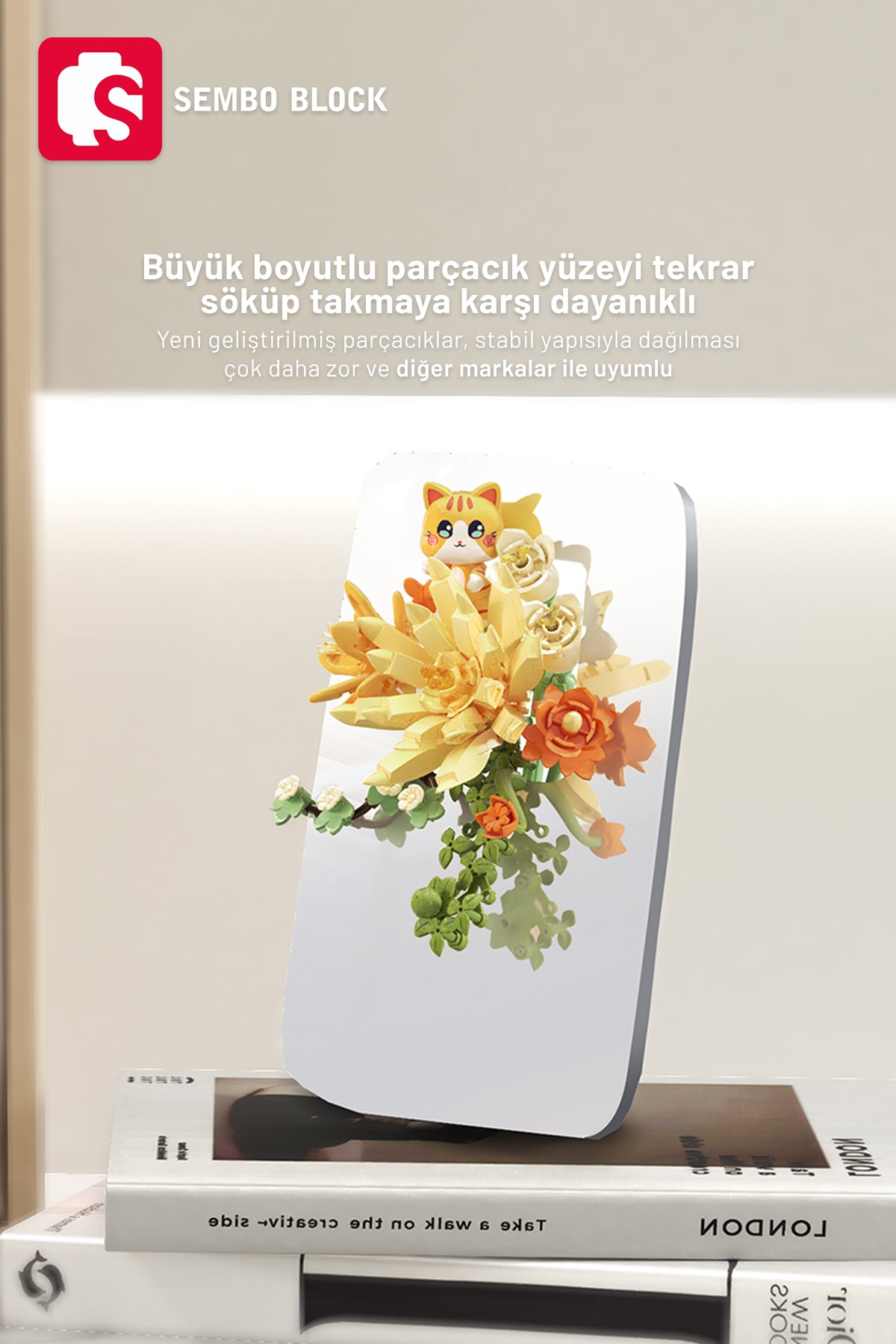 Orange Flower Stream Dekoratif Çiçekler 200 Parça yapı blokları Lego ile uyumlu (611086)