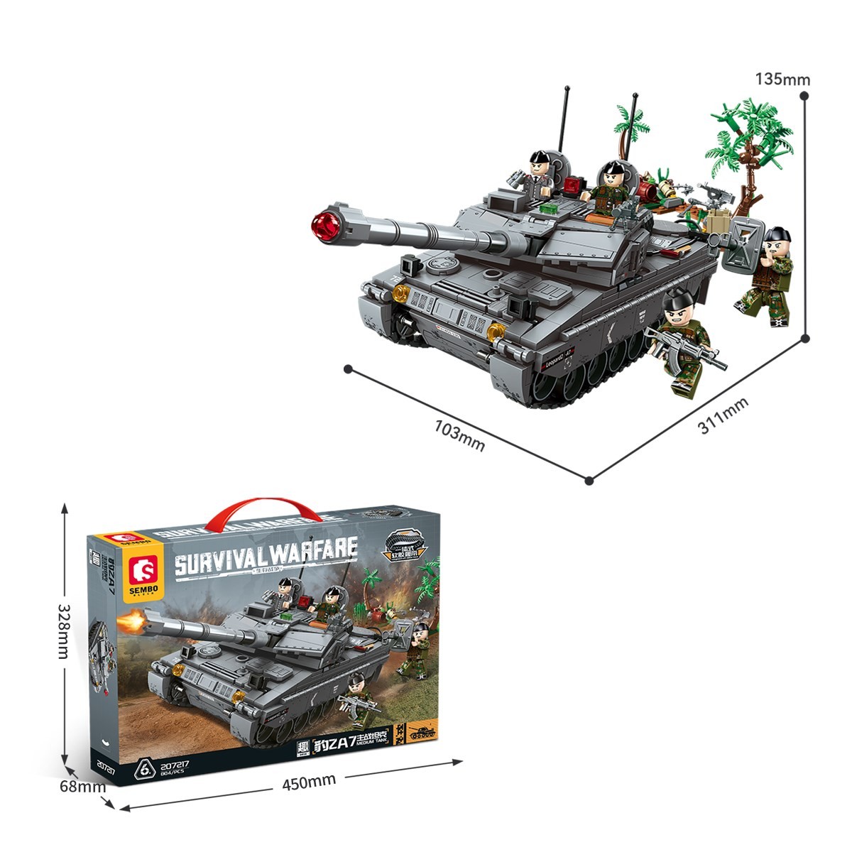 Sembo Block Leopard 2A7 Ana Muharebe Tankı Yapı Bloğu Seti 804 Parça