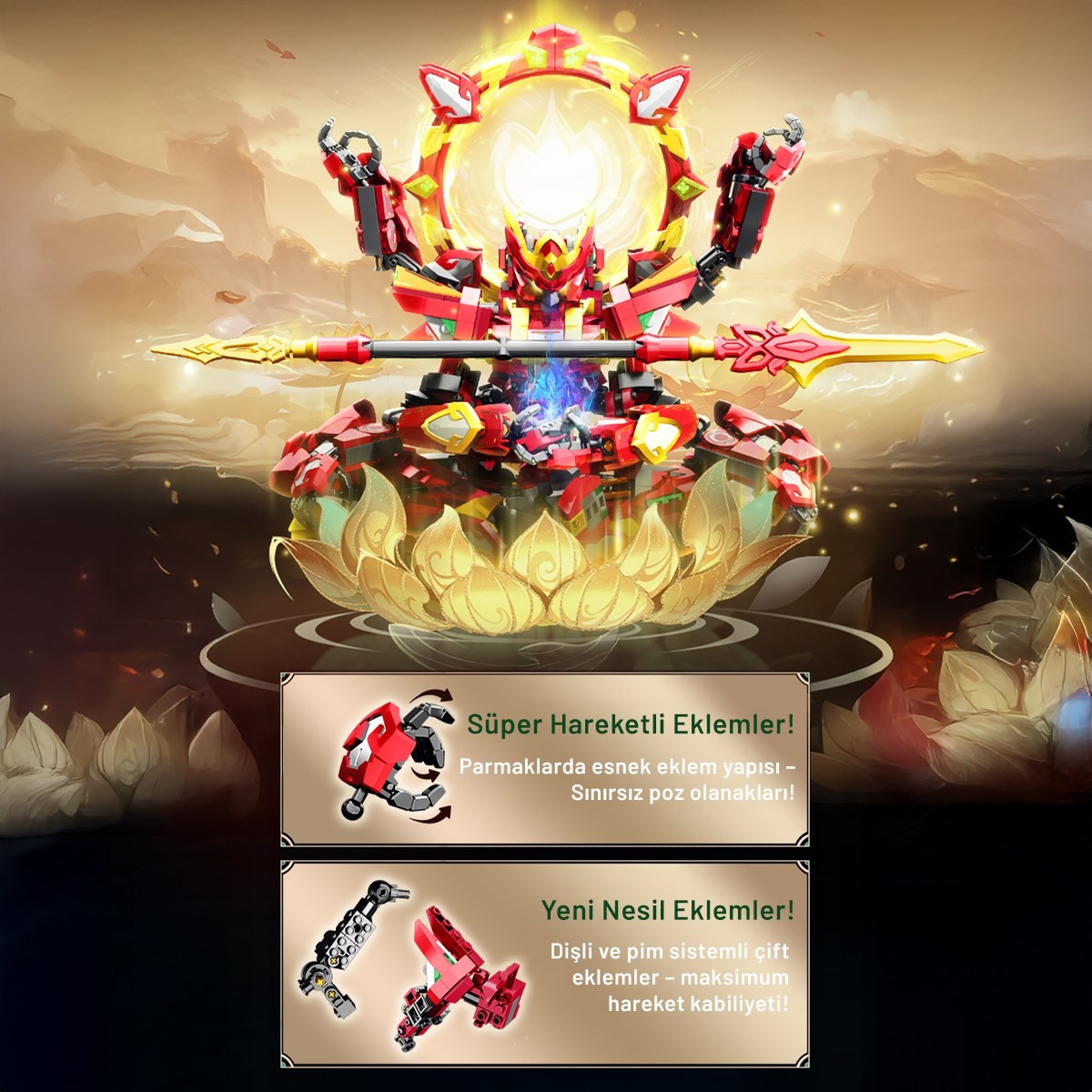 Sembo Block Flame Warrior Kutsal Savaşçı Yapı Bloğu Seti 1207 Parça