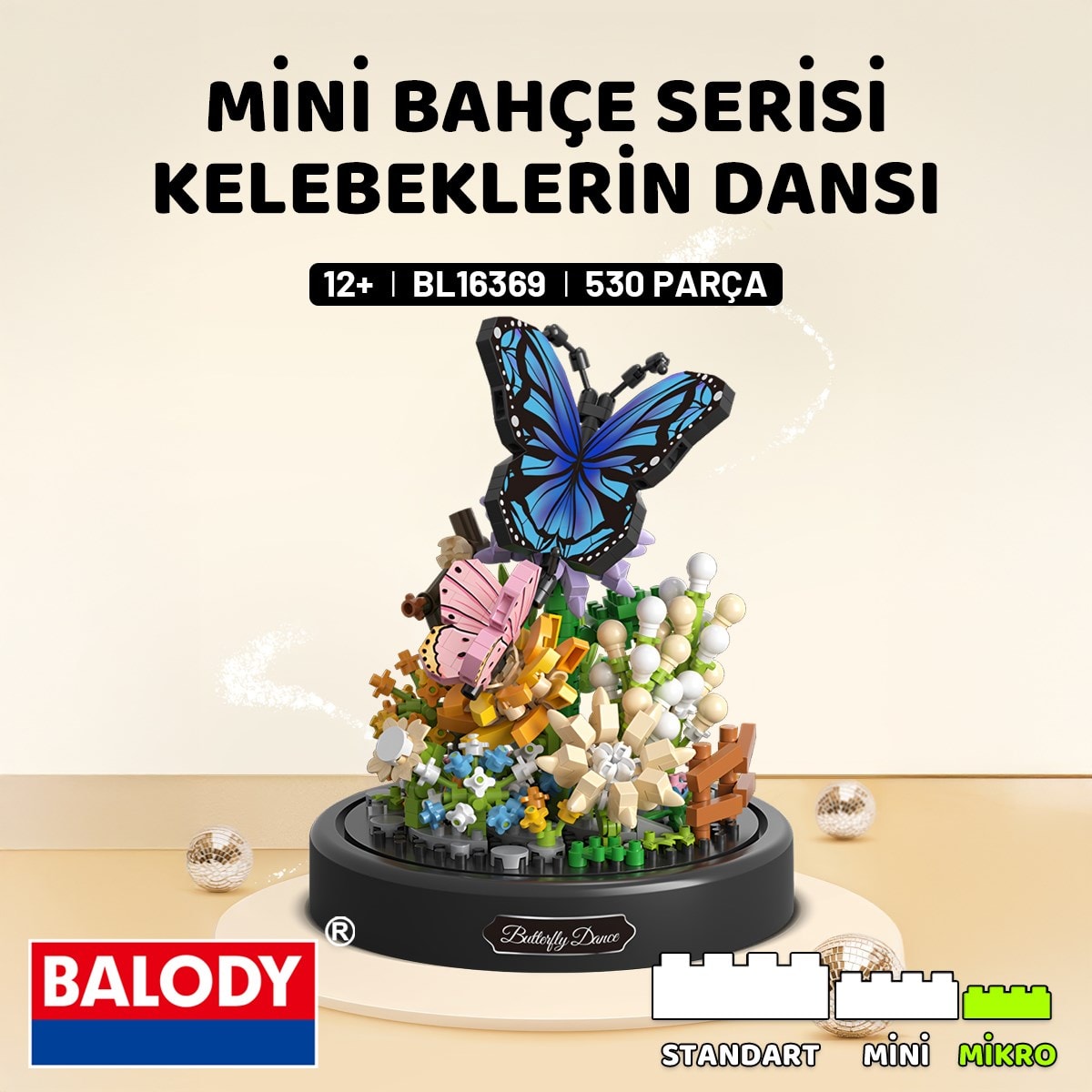 Balody Mini Bahçe Serisi Kelebeklerin Dansı Yapı Bloğu Seti (530 Parça)