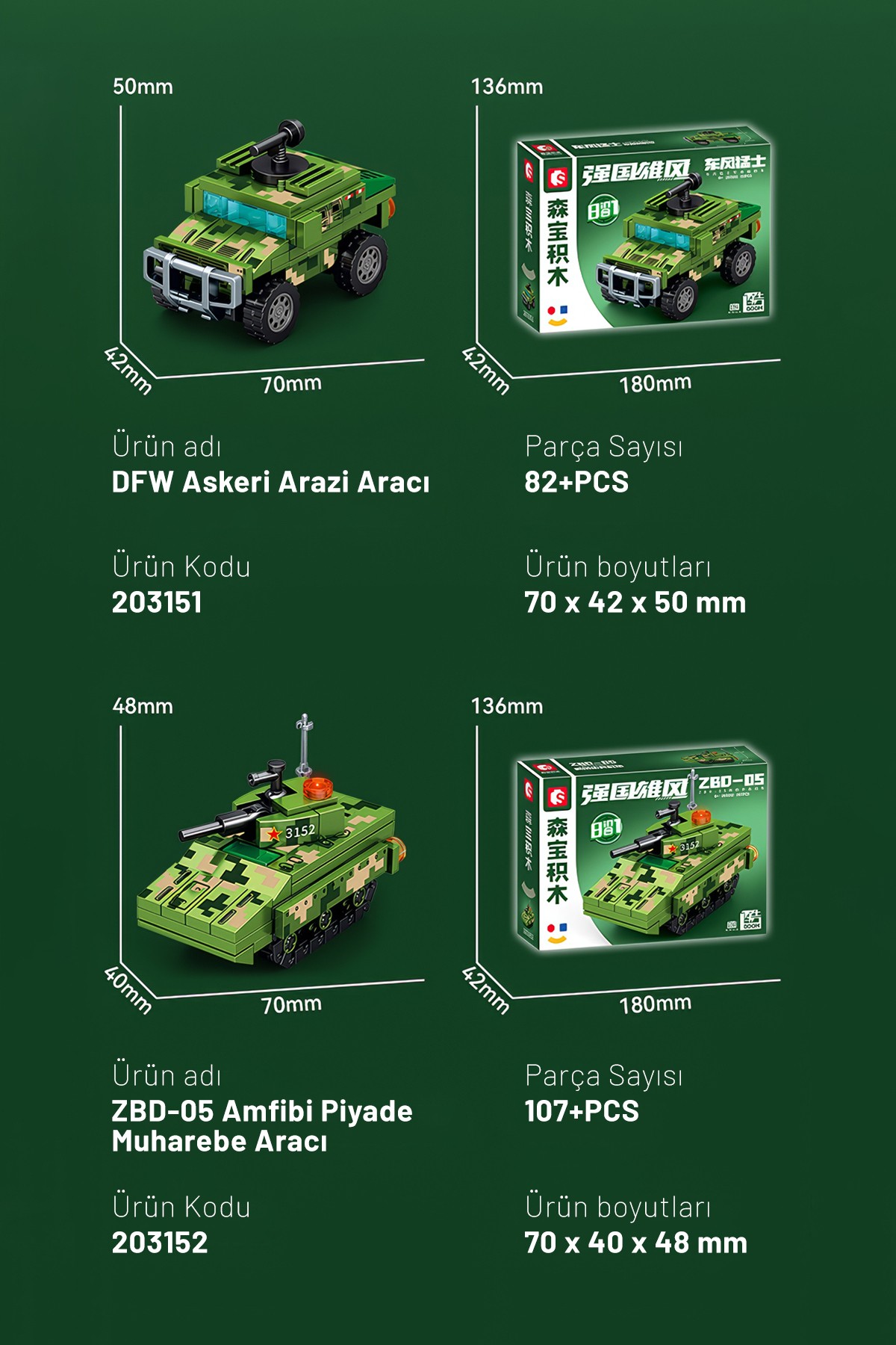 8'i 1 Arada Savaş formasyonu 888 Parça yapı blokları Lego ile uyumlu (203147-203154)