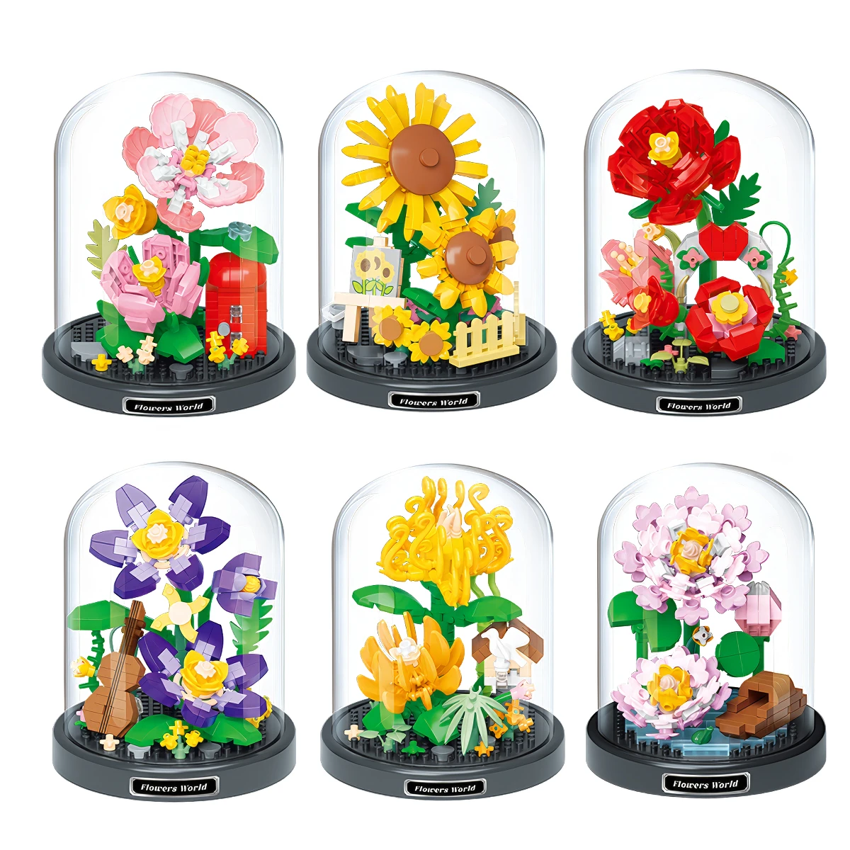 Balody 6'lı Fanuslu Mini Çiçek Serisi Yapı Bloğu Seti – 1214 Parça