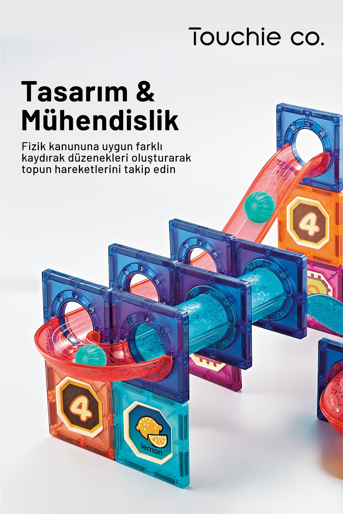 Mıknatıslı manyetik yapı blokları 78 Parça Marble run Stem oyuncak seti