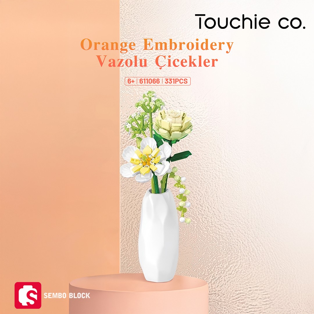 Orange Embroidery Vazolu Dekoratif Çiçekler 331 Parça yapı blokları (611067)