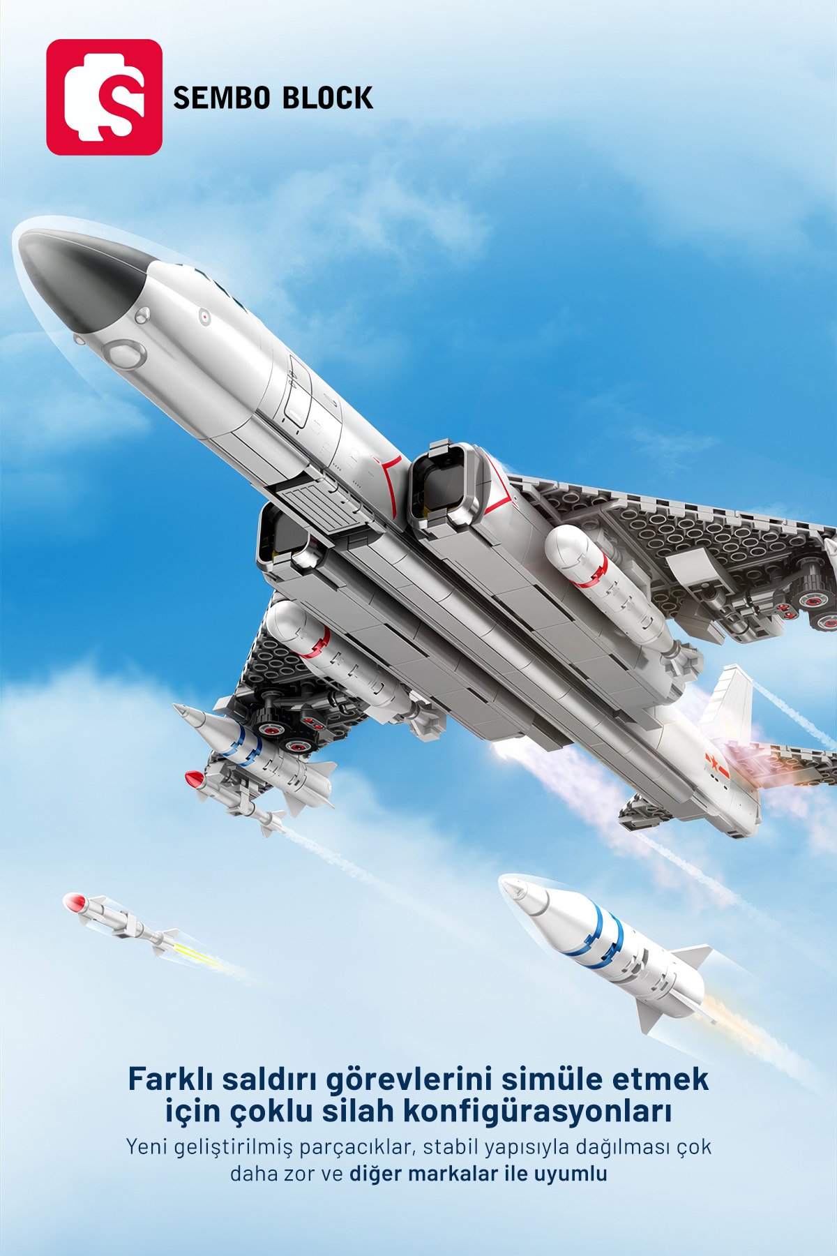 H-6K Orta ve Uzun Menzilli Bombardıman Uçağı 1294 Parça yapı blokları Lego ile uyumlu (202232)