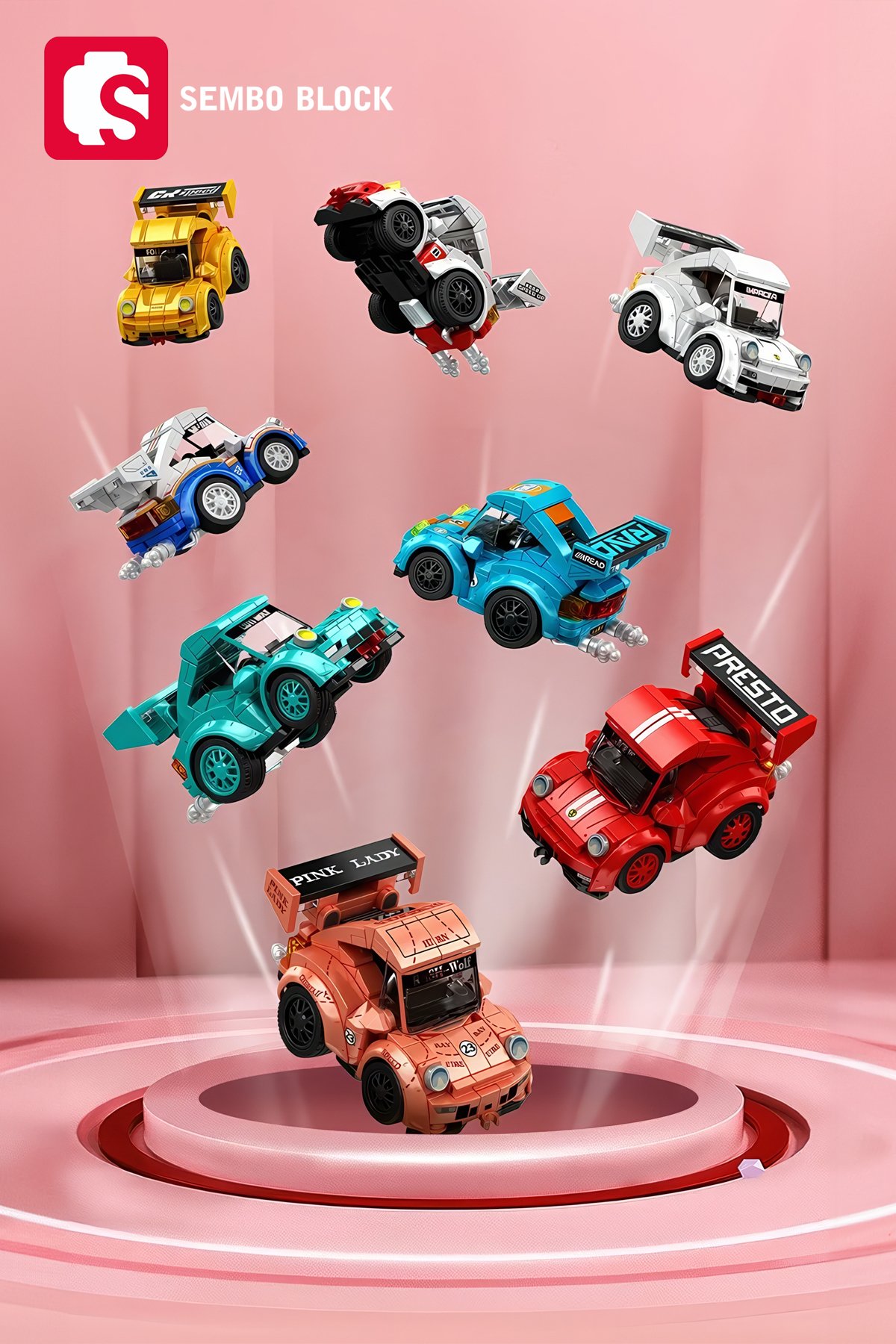 Mini Cars Gri yarış arabası 197 Parça yapı blokları Lego ile uyumlu (714503A)