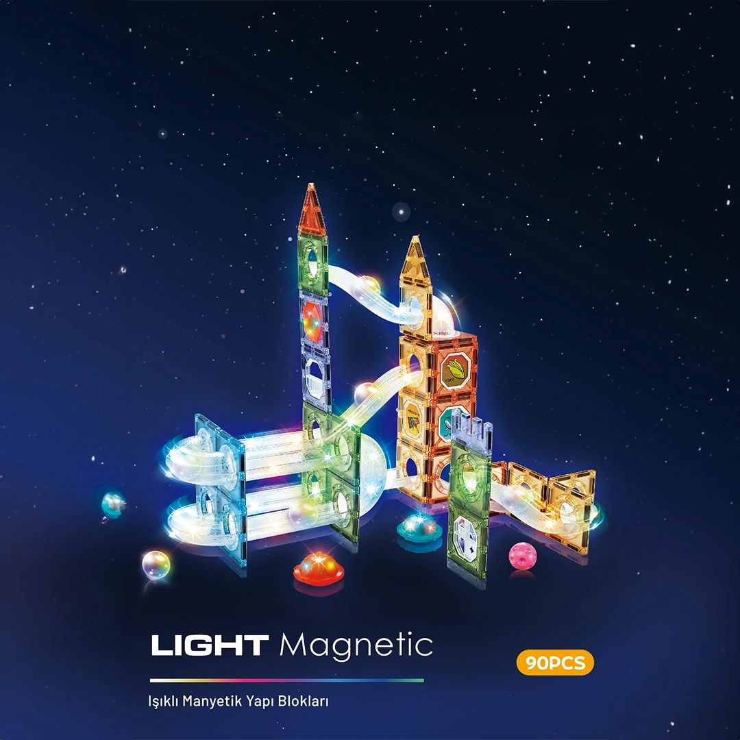 Touchie Co. Işıklı Manyetik mıknatıslı marble run  90 Parça