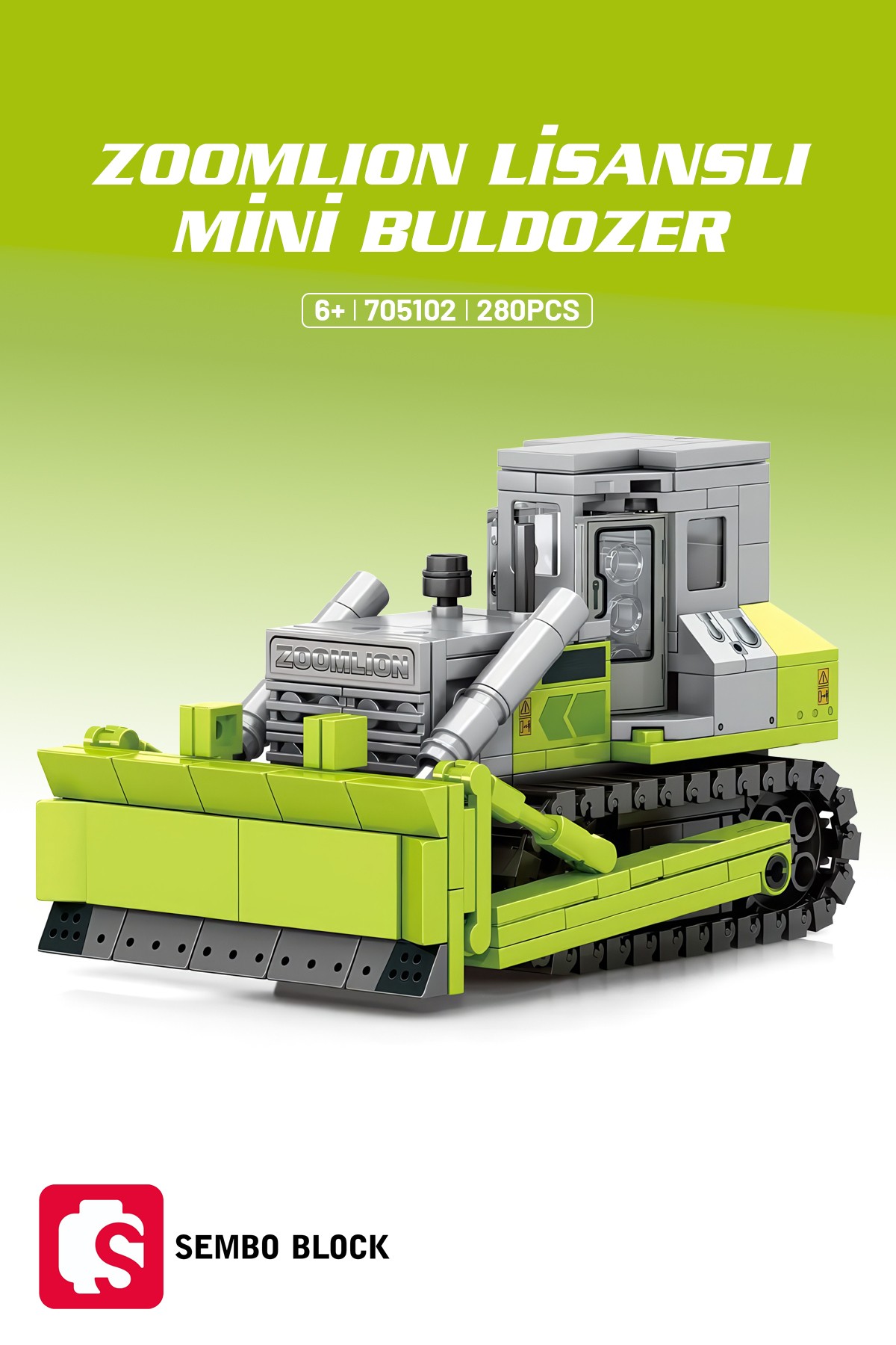 Zoomlion Lisanslı Mini Buldozer 280 Parça yapı blokları Lego ile uyumlu (705102)