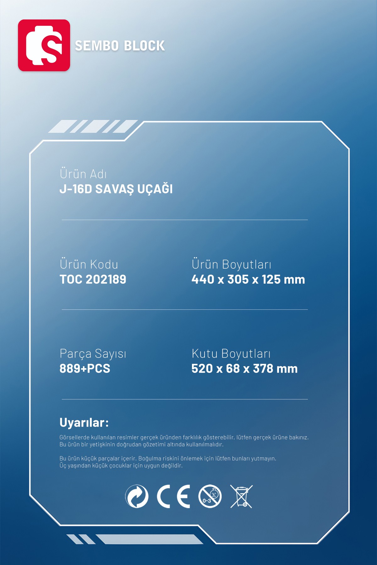 J-16D Elektronik Harp Uçağı 889 Parça yapı blokları Lego ile uyumlu (202189)