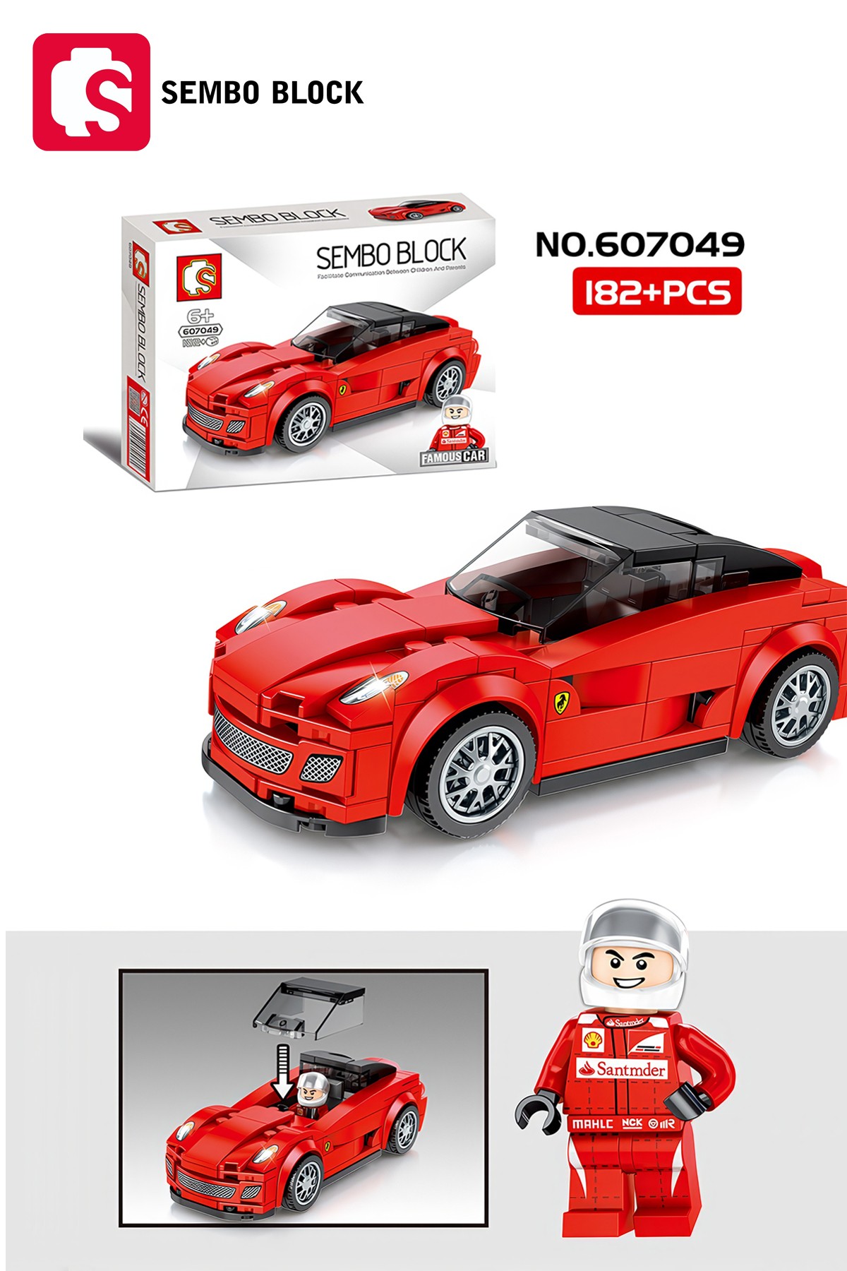 Ferrari 599 GTO Yarış Arabası 182 Parça yapı blokları Lego ile uyumlu (607049)