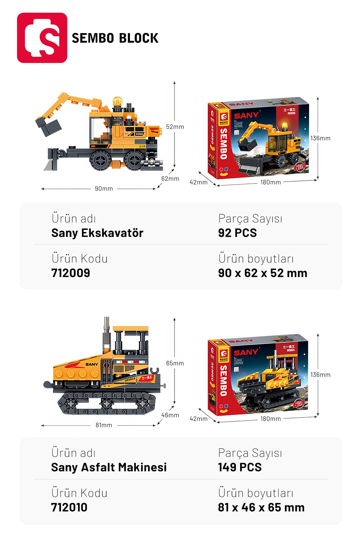 Sany Lisanslı 6'sı 1 Arada mühendislik robotu 583 parça yapı blokları Lego ile uyumlu (712009-712014)