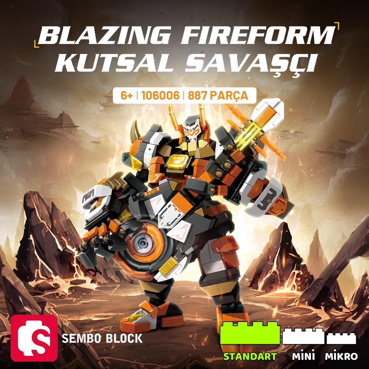 Sembo Block Blazing Fireform Kutsal Savaşçı Yapı Bloğu Seti - 887 Parça