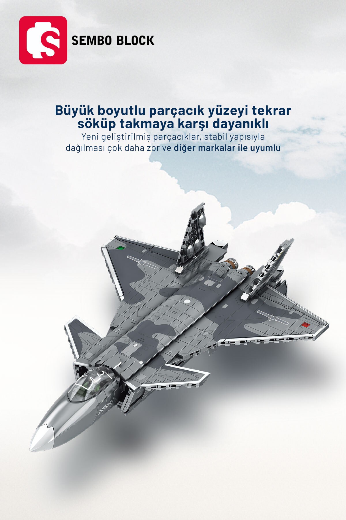 J-20 Hayalet Savaş Uçağı 775 Parça Yapı Blokları Lego ile uyumlu (201128)