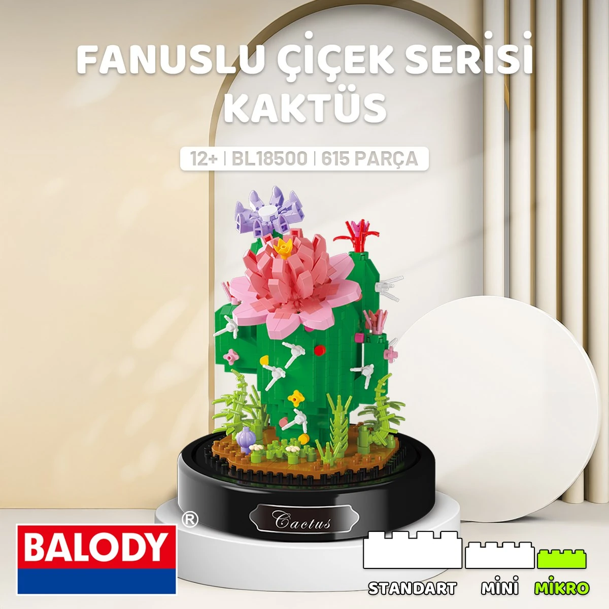 Balody Fanuslu Çiçek Serisi – Kaktüs Yapı Bloğu Seti – 615 Parça