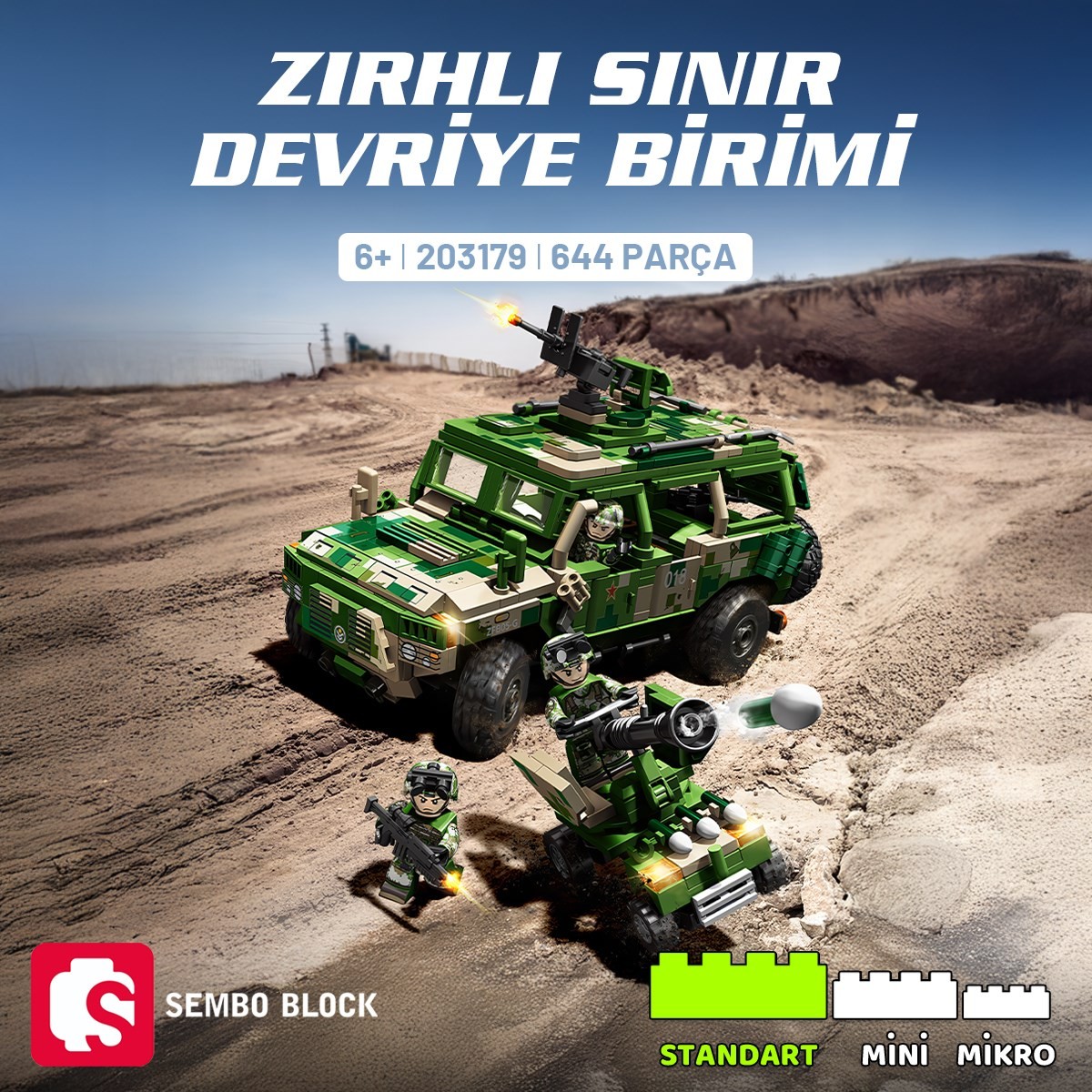 Sembo Block Zırhlı Sınır Devriye Birimi Yapı Bloğu Seti 644 Parça