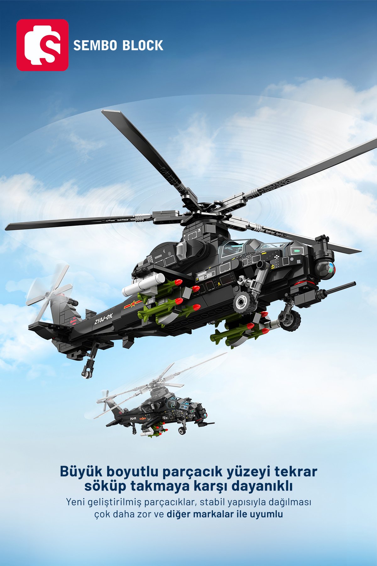 Wuzhi-10 Saldırı Helikopteri 732 Parça yapı blokları Lego ile uyumlu (202230)