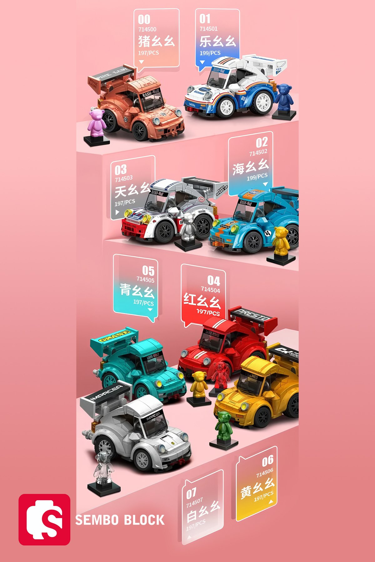 Mini Cars Yeşil yarış arabası 197 Parça yapı blokları Lego ile uyumlu (714505A)