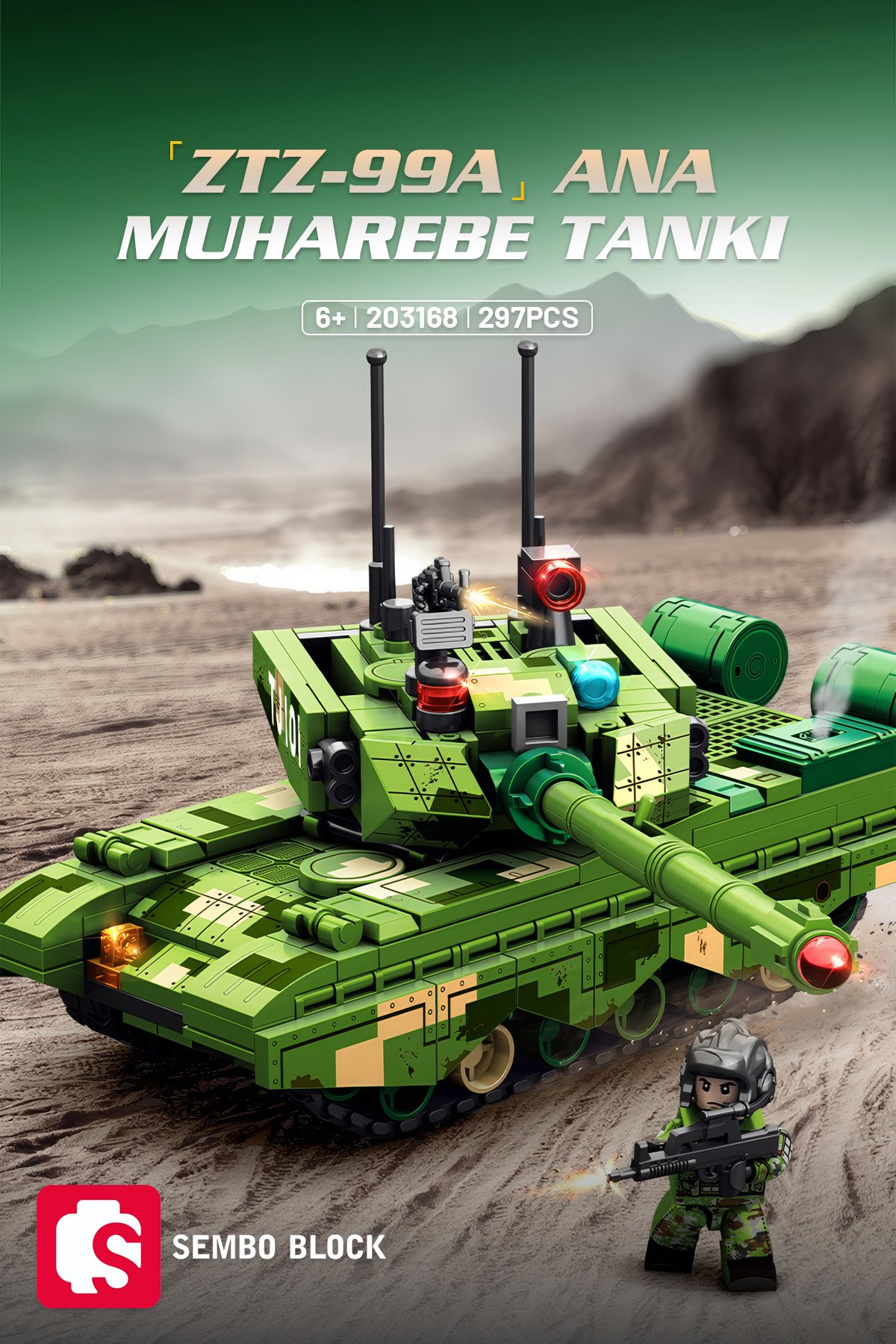 ZTZ-99A Ana Muharebe Tankı 297 Parça yapı blokları Lego ile uyumlu (203168)