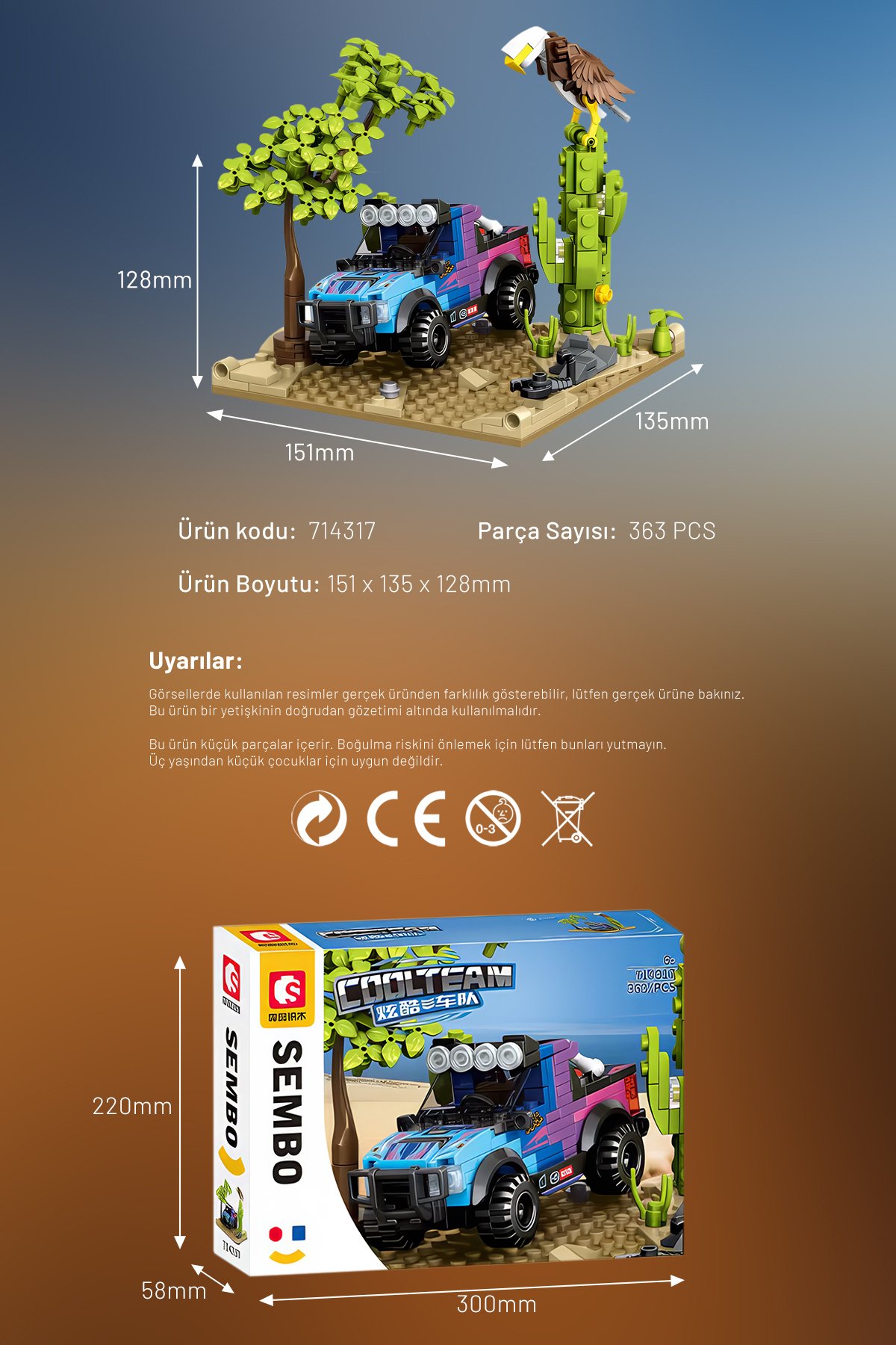 Cool Convoy Warrior Off-Road 363 Parça yapı blokları Lego ile uyumlu (714317)