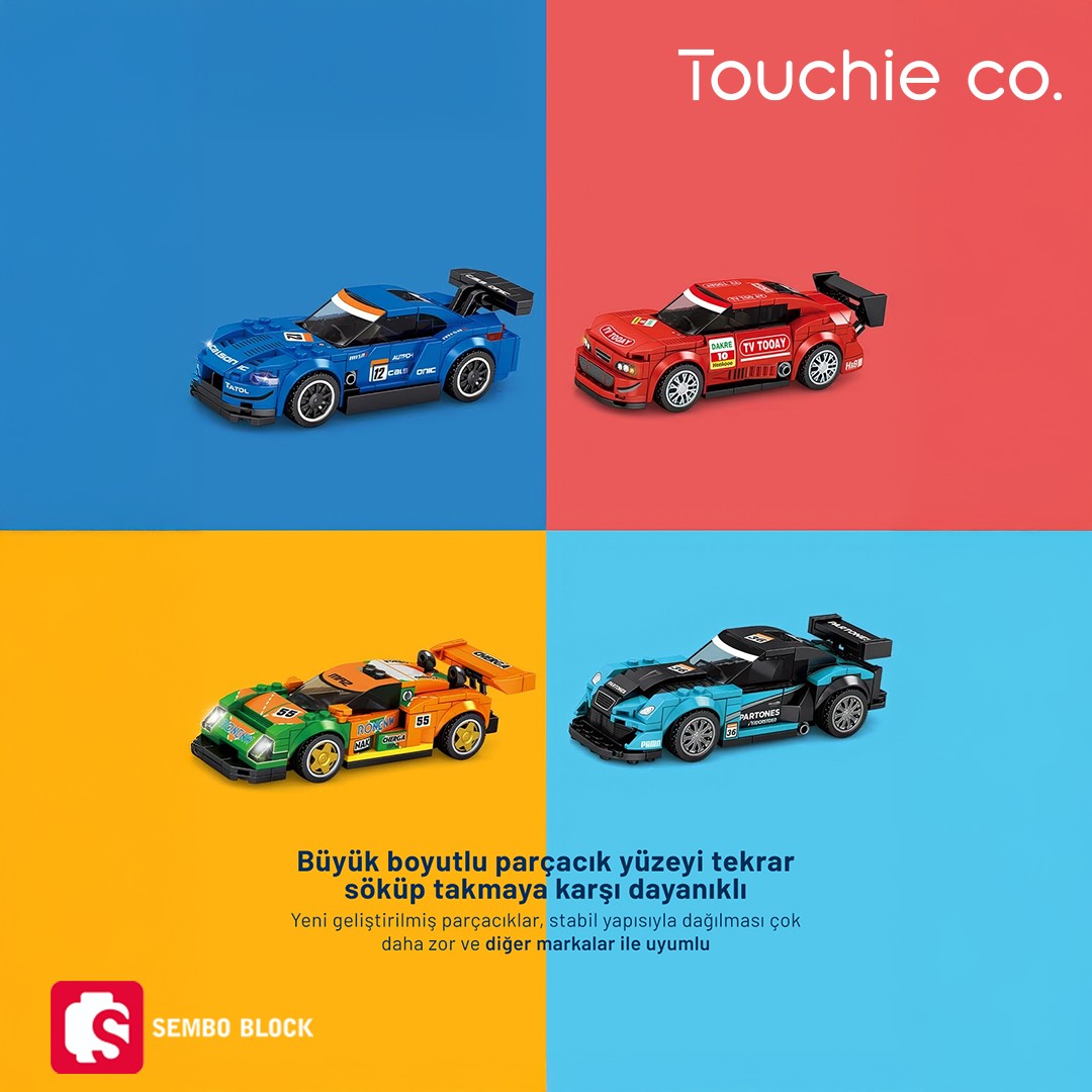 Famous Car Mavi&Siyah Yarış arabası 196 Parça yapı blokları Lego ile uyumlu (5074)