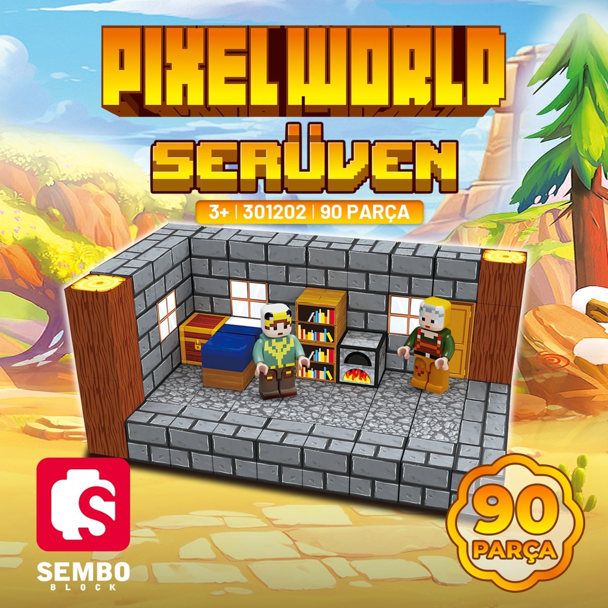 Sembo Block PixelWorld Serüven Manyetik Mıknatıslı Yapı Bloğu Seti 90 Parça