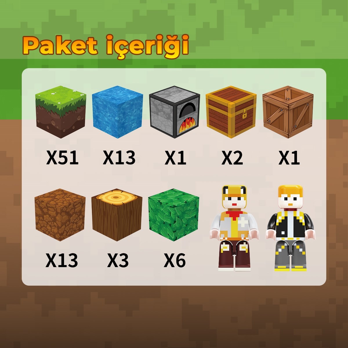 Sembo Block PixelWorld Macera Manyetik mıknatıslı küpler Yapı Bloğu Seti – 90 Parça