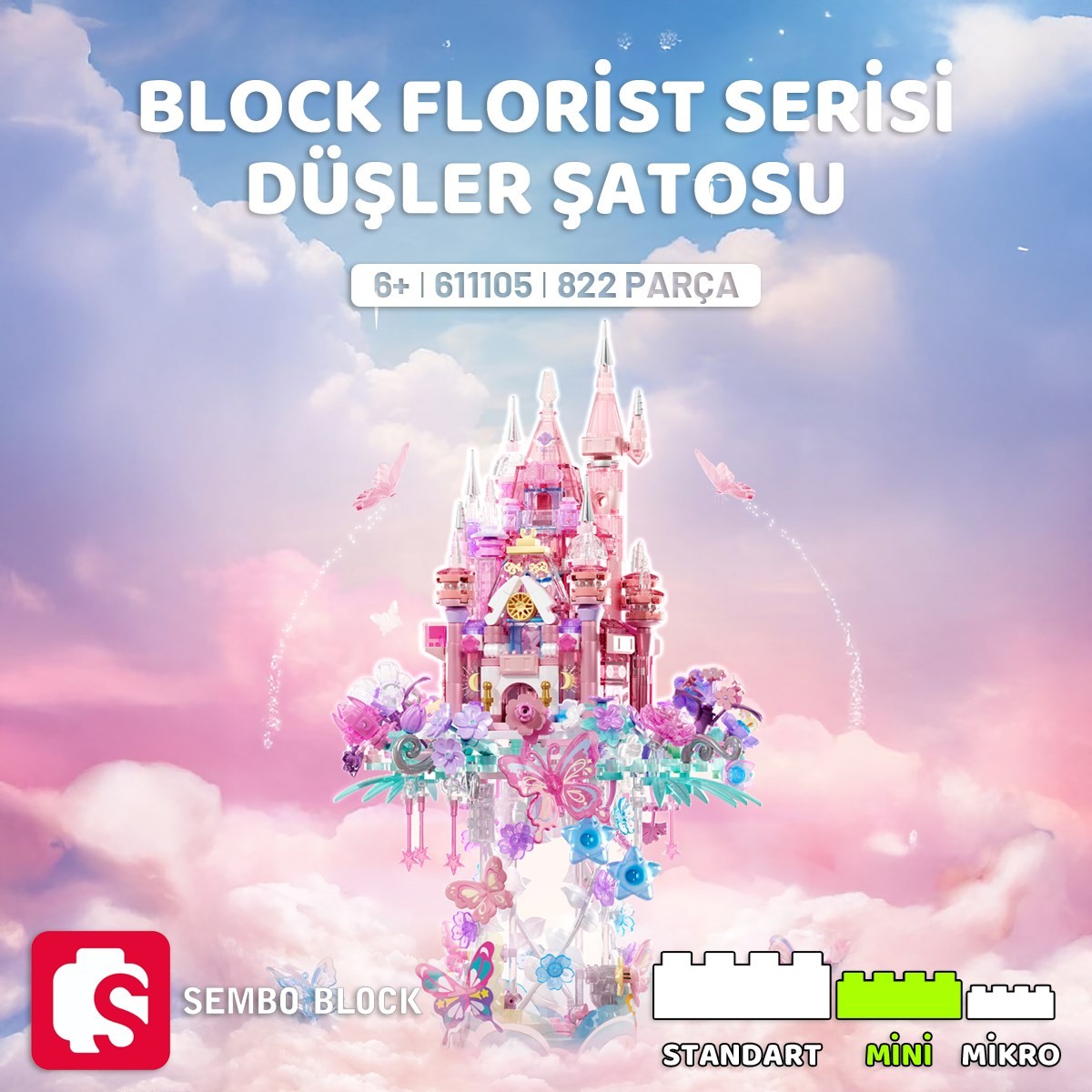 Sembo Block Düşler Şatosu – Block Florist Serisi Yapı Bloğu Seti  822 Parça
