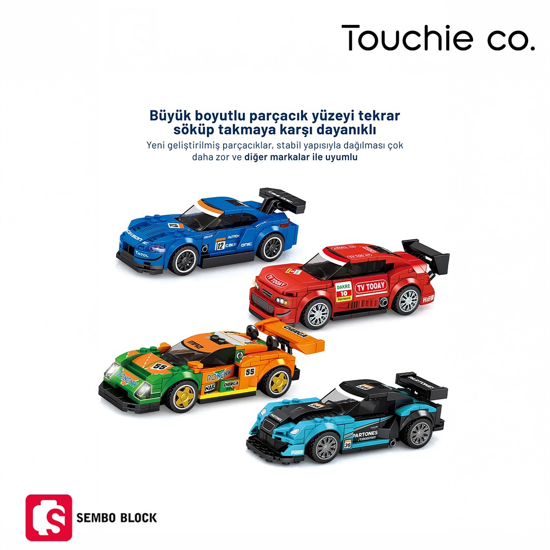 Famous Car Mavi Yarış arabası 196 Parça yapı blokları Lego ile uyumlu (5071)