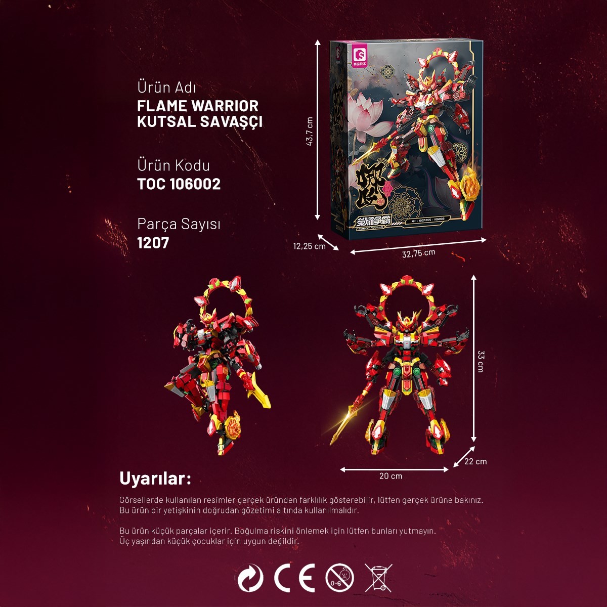 Sembo Block Flame Warrior Kutsal Savaşçı Yapı Bloğu Seti 1207 Parça