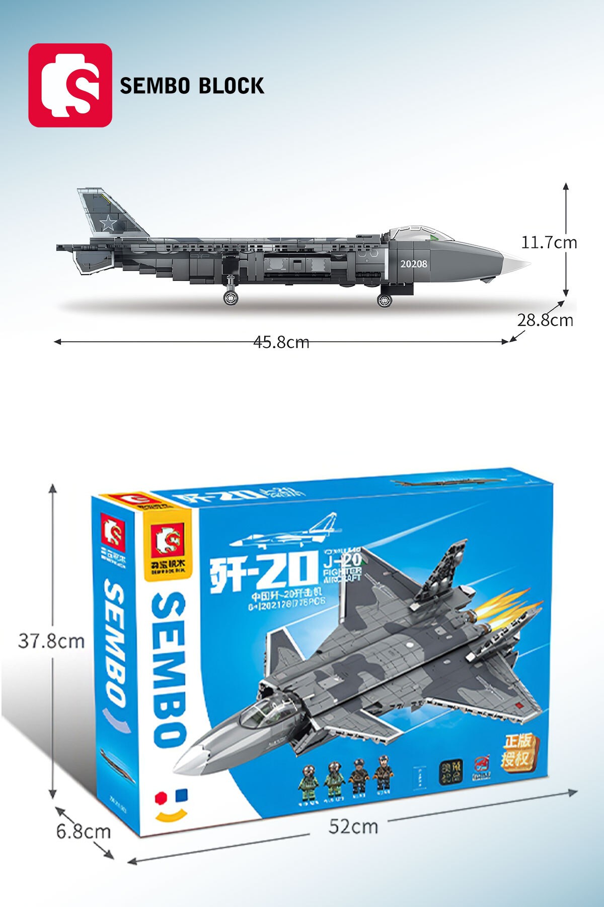 J-20 Hayalet Savaş Uçağı 775 Parça Yapı Blokları Lego ile uyumlu (201128)