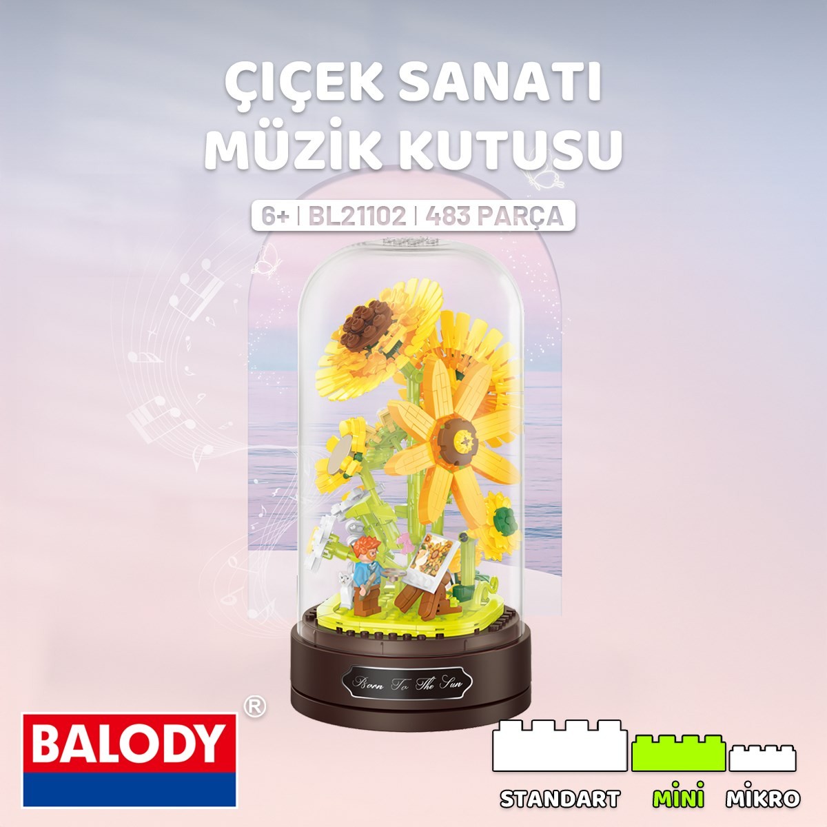 Balody Çiçek Sanatı Müzik Kutusu Yapı Bloğu Seti – 483 Parça