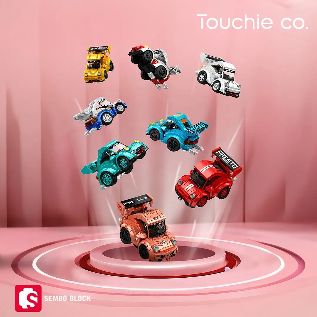 Mini Cars Beyaz & Mavi Yarış Arabası (199 Parça) – Sembo Block