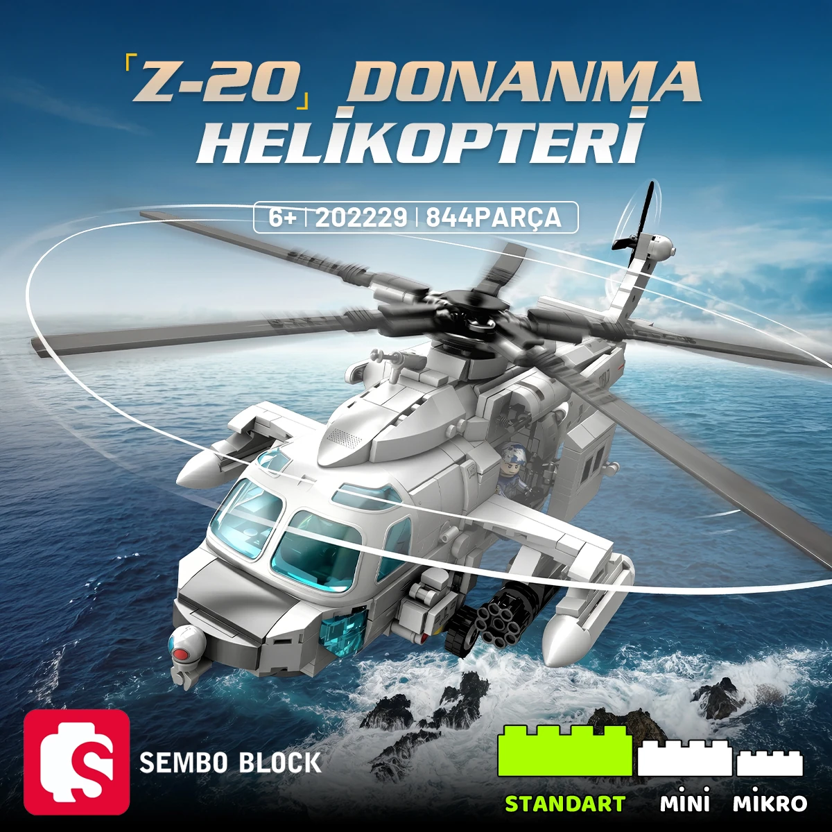 オプション Z-20 Deniz Kuvvetleri Helikopteri | 862 Parça | Sembo Block | Lego
