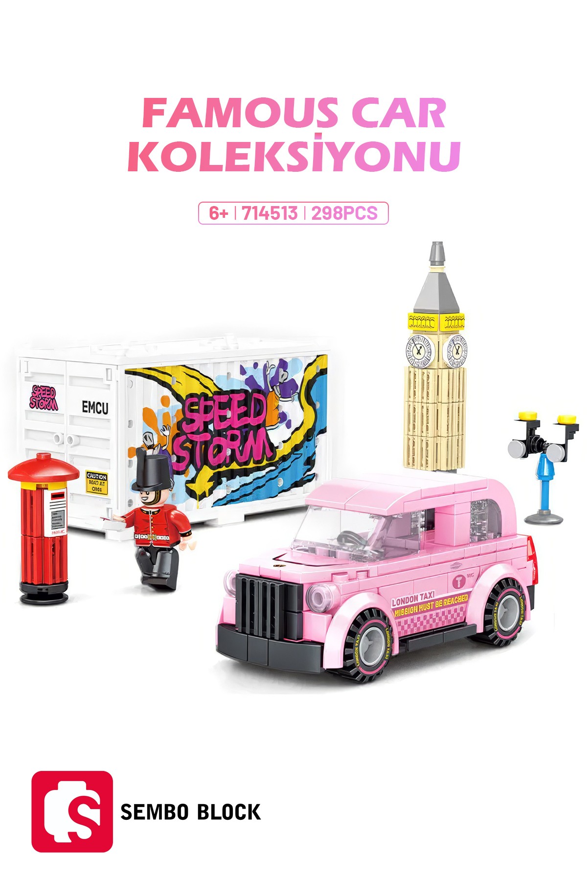 Famous Cars Londra Big Ben 298 Parça Yapı blokları Lego ile uyumlu (714513)