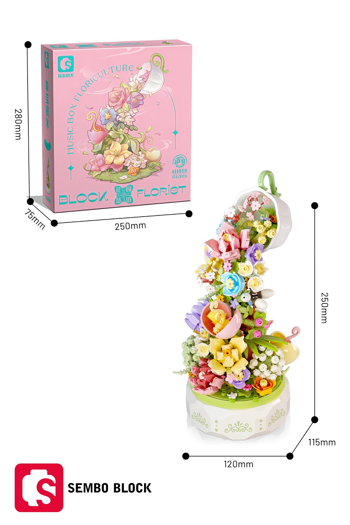 Huayan Cayı Muzikli Florist seti 575 Parça yapı blokları Lego ile uyumlu (611050)