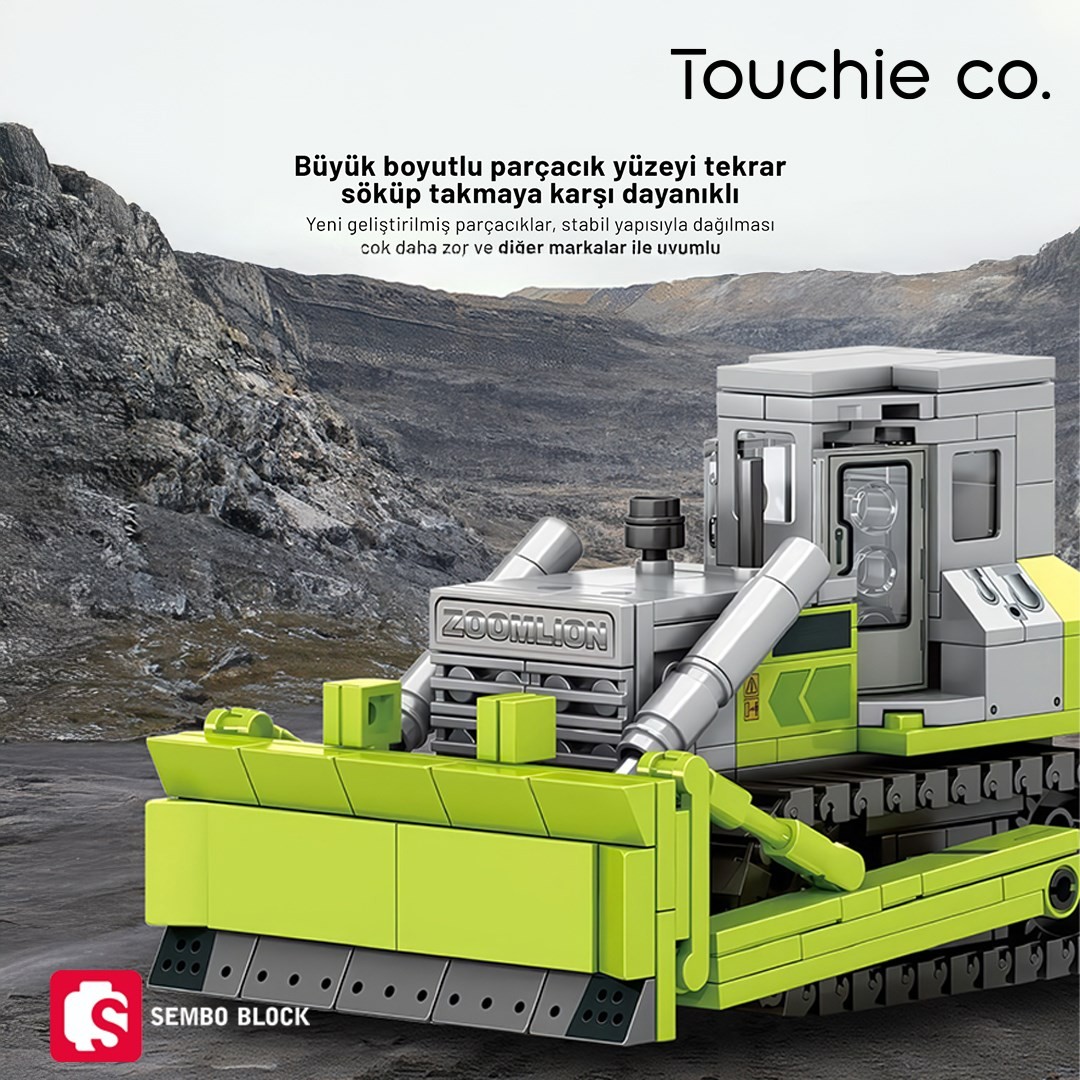 Sembo Block Zoomlion Lisanslı Mini Buldozer 280 Parça Yapı Blokları LEGO ile Uyumlu (705102)