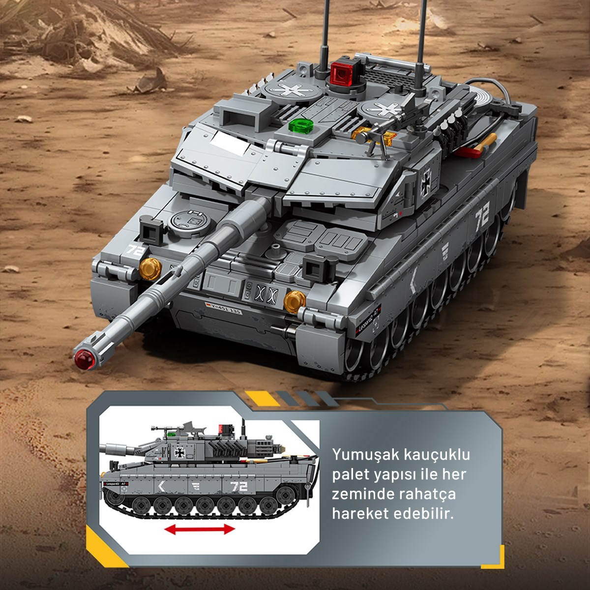 Sembo Block Leopard 2A7 Ana Muharebe Tankı Yapı Bloğu Seti 804 Parça