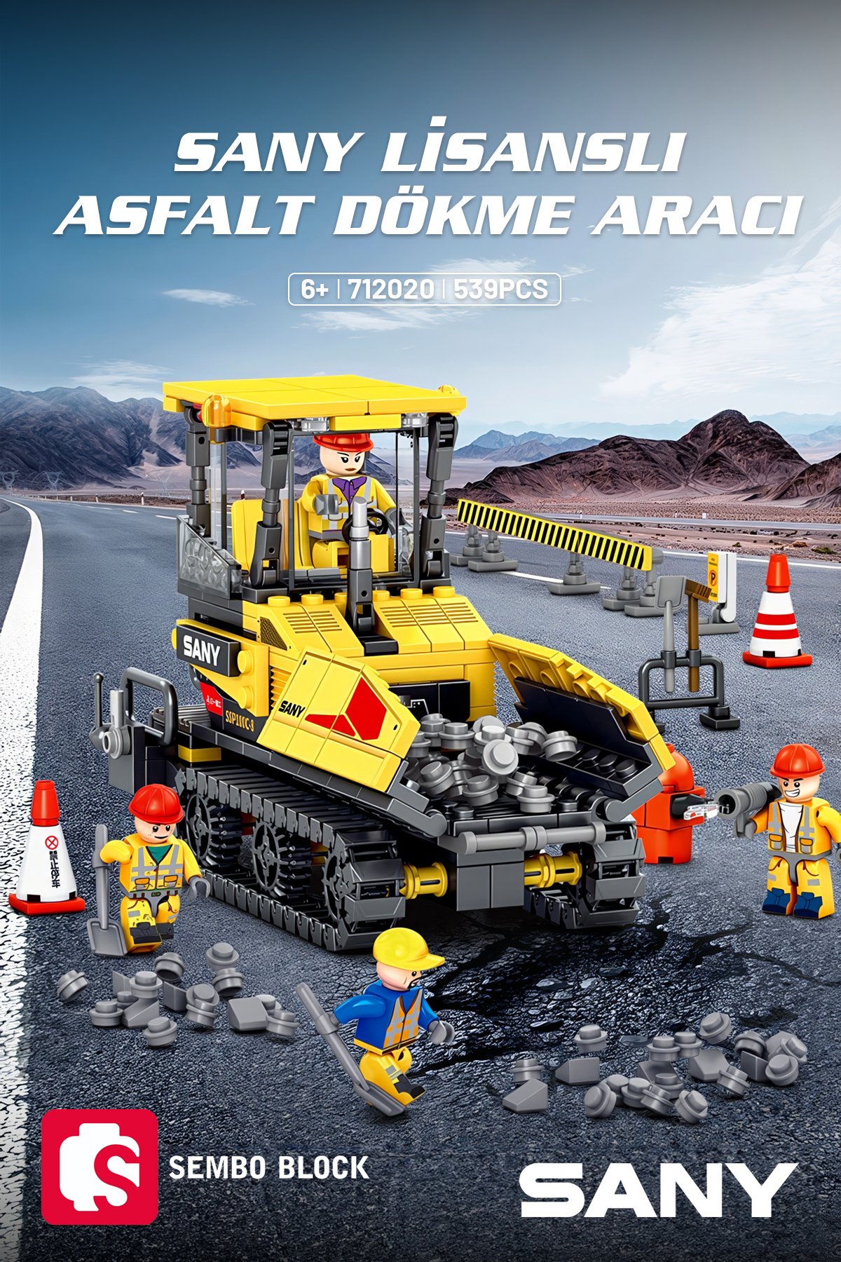 Sany Lisanslı SSP130C-8 Asfalt dökme Aracı 534 Parça yapı blokları Lego ile uyumlu (712020)