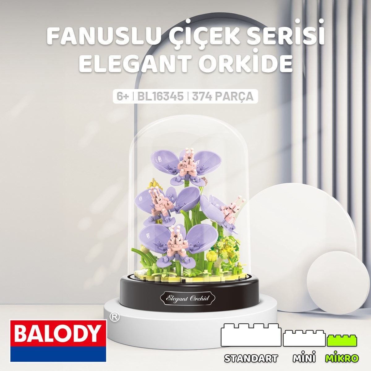 Balody Fanuslu Çiçek Serisi – Elegant Orkide (BL16345) – Mini Blok Yapı Oyuncakları Seti