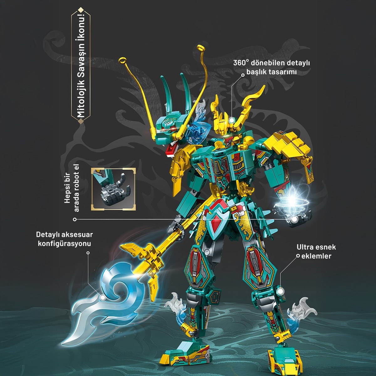 Mystic Armor Çin Ejderi Figür Yapı Bloğu Seti 478 Parça