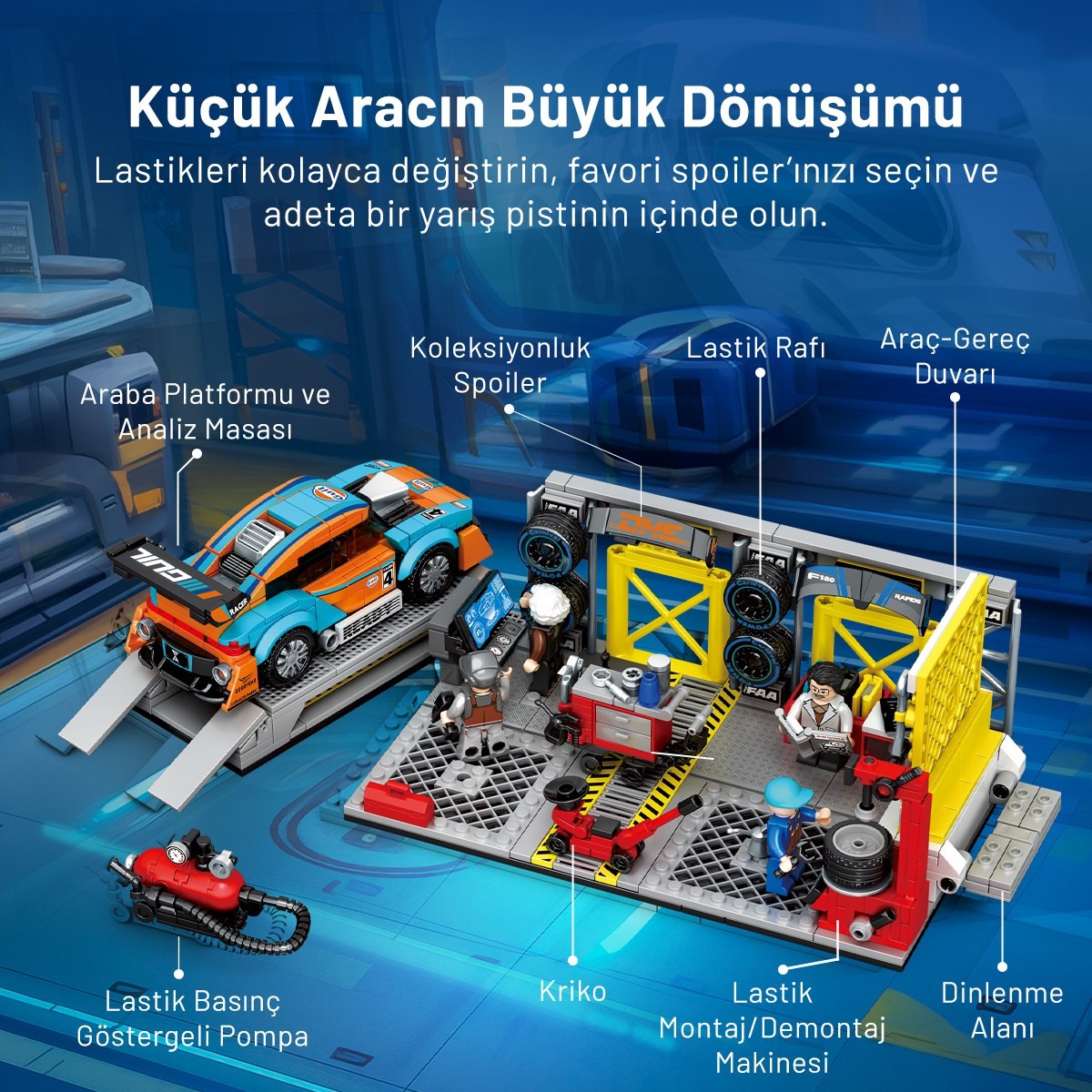 Sembo Block Pitstop Yaratıcı Atölye Yapı Bloğu Seti 674 Parça