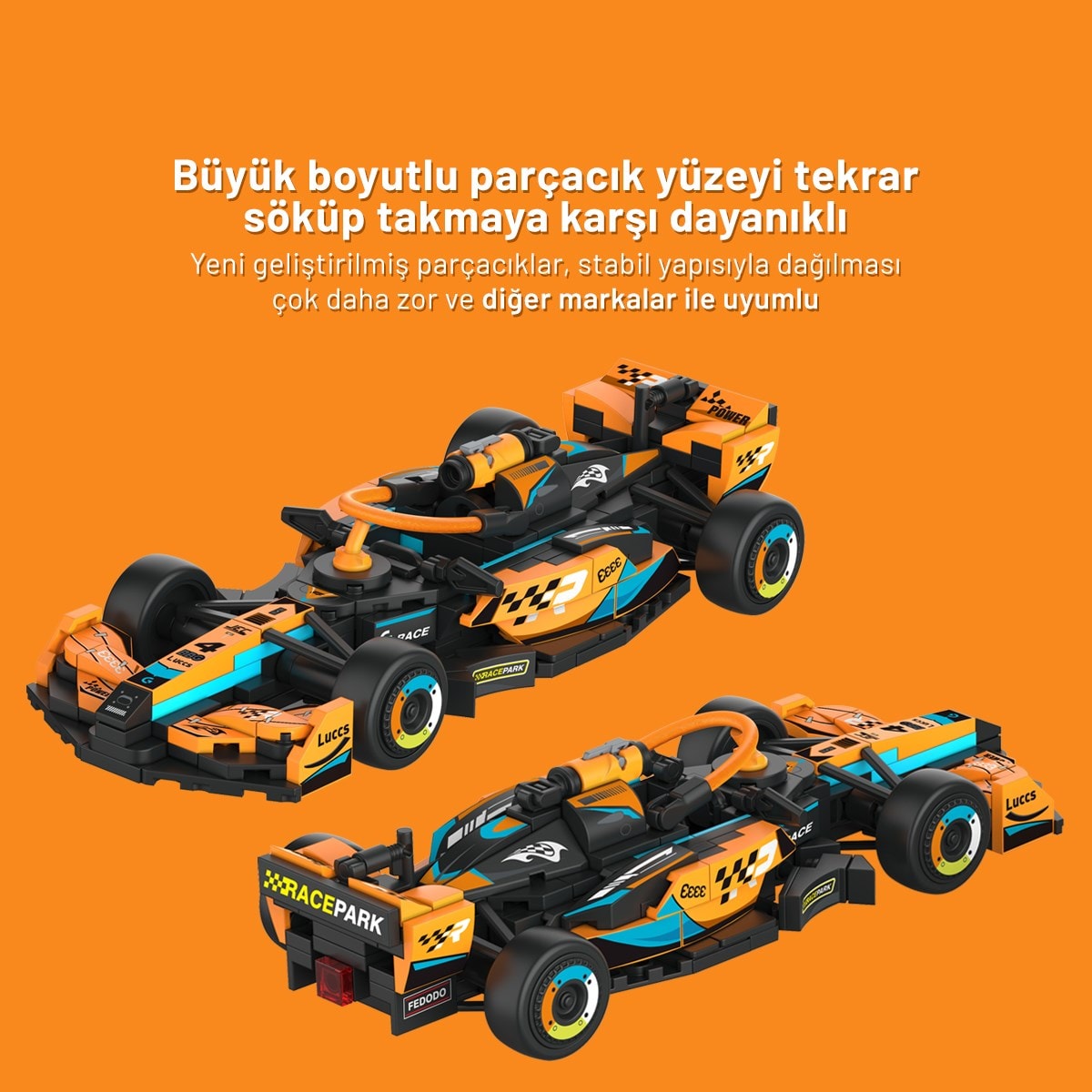 Sembo Block Formula 1 Serisi Turuncu Takım Yapı Bloğu Seti – 264 Parça