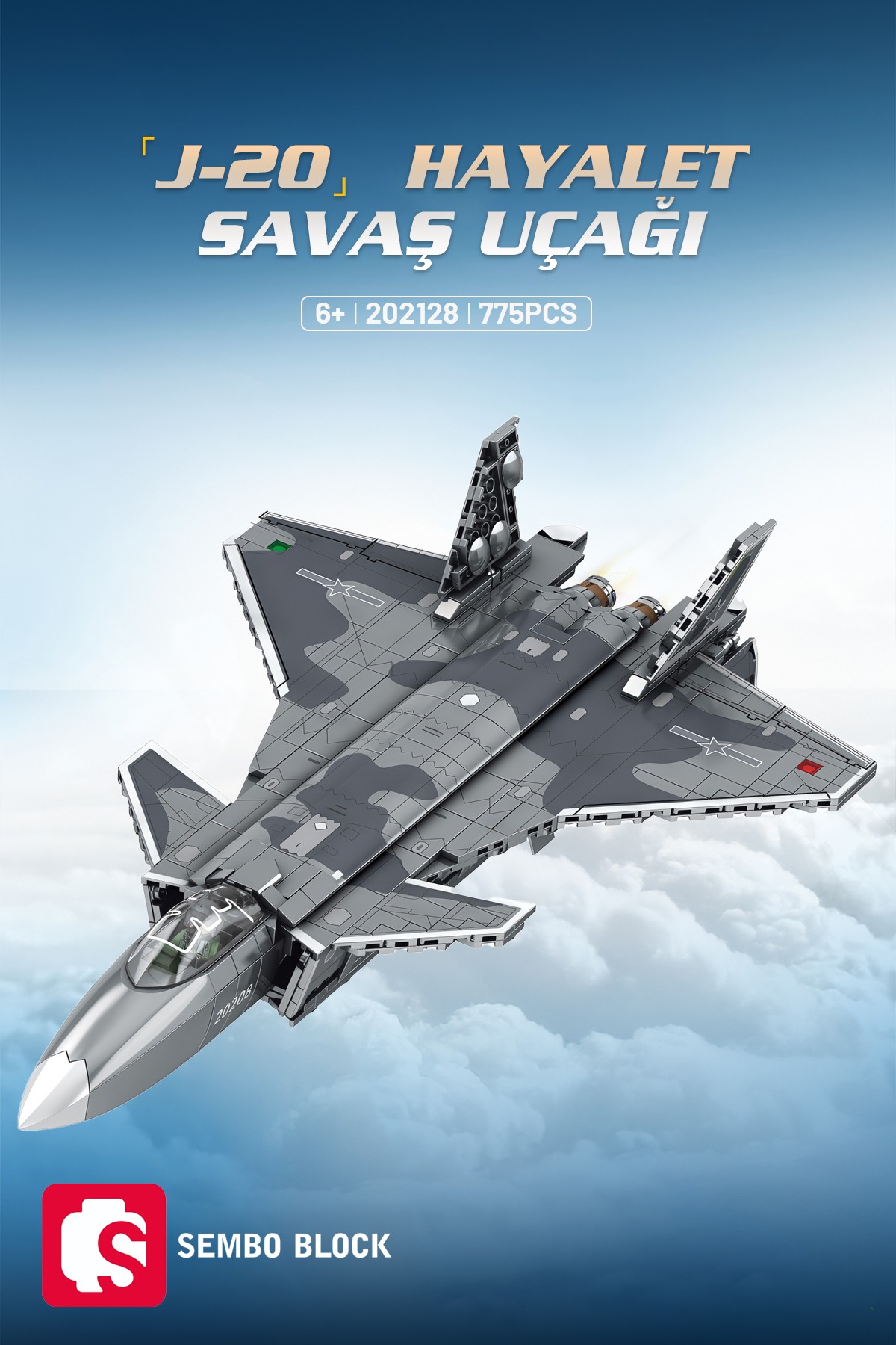 J-20 Hayalet Savaş Uçağı 775 Parça Yapı Blokları Lego ile uyumlu (201128)