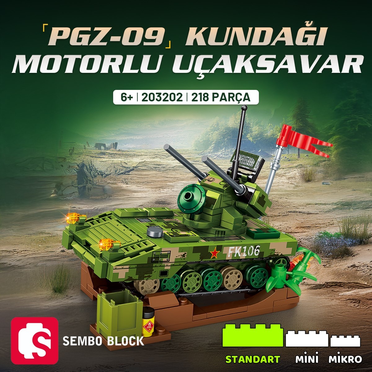Sembo Block PGZ-09 Uçaksavar Yapı Bloğu Seti 218 Parça