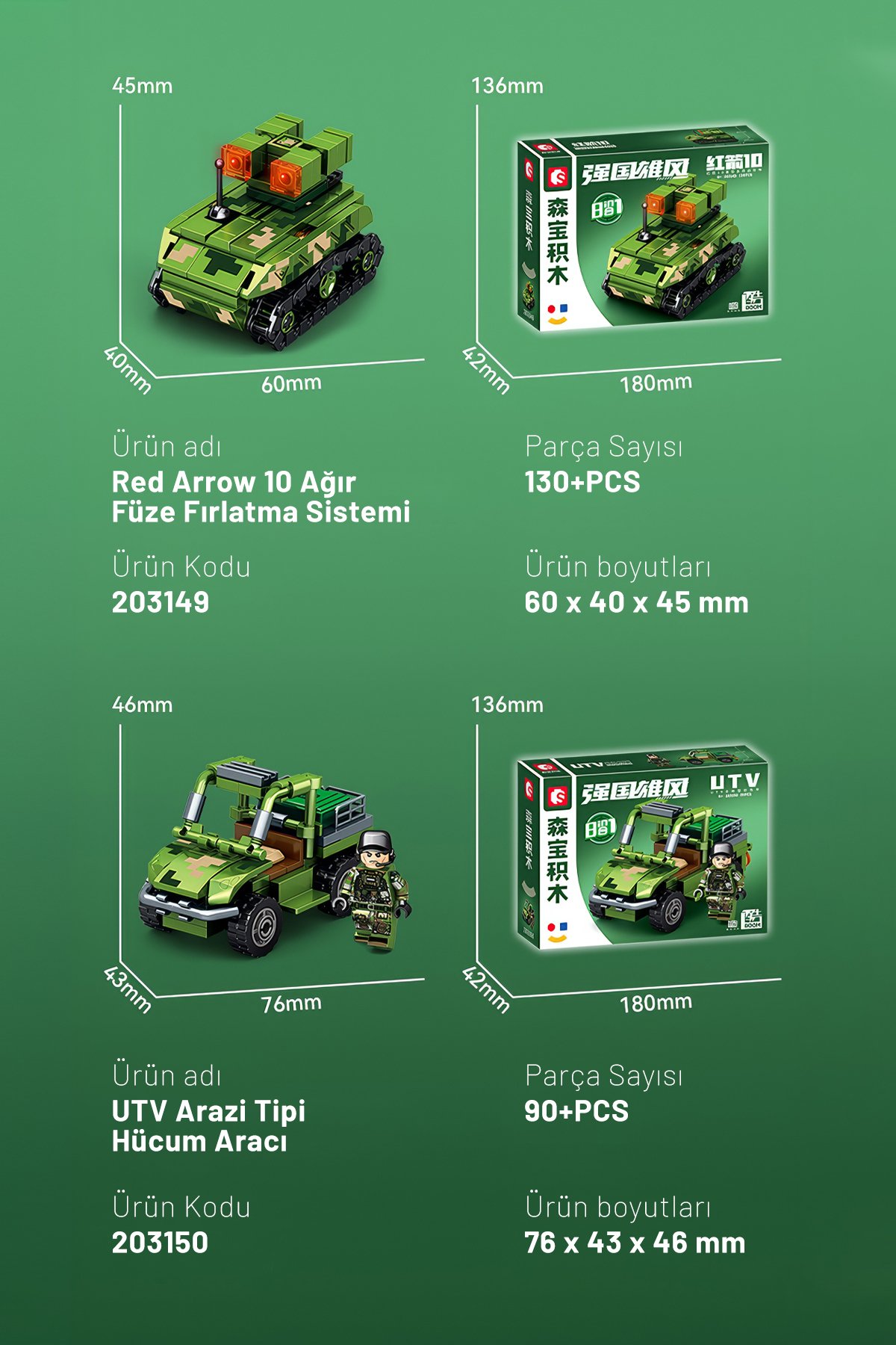 8'i 1 Arada Savaş formasyonu 888 Parça yapı blokları Lego ile uyumlu (203147-203154)