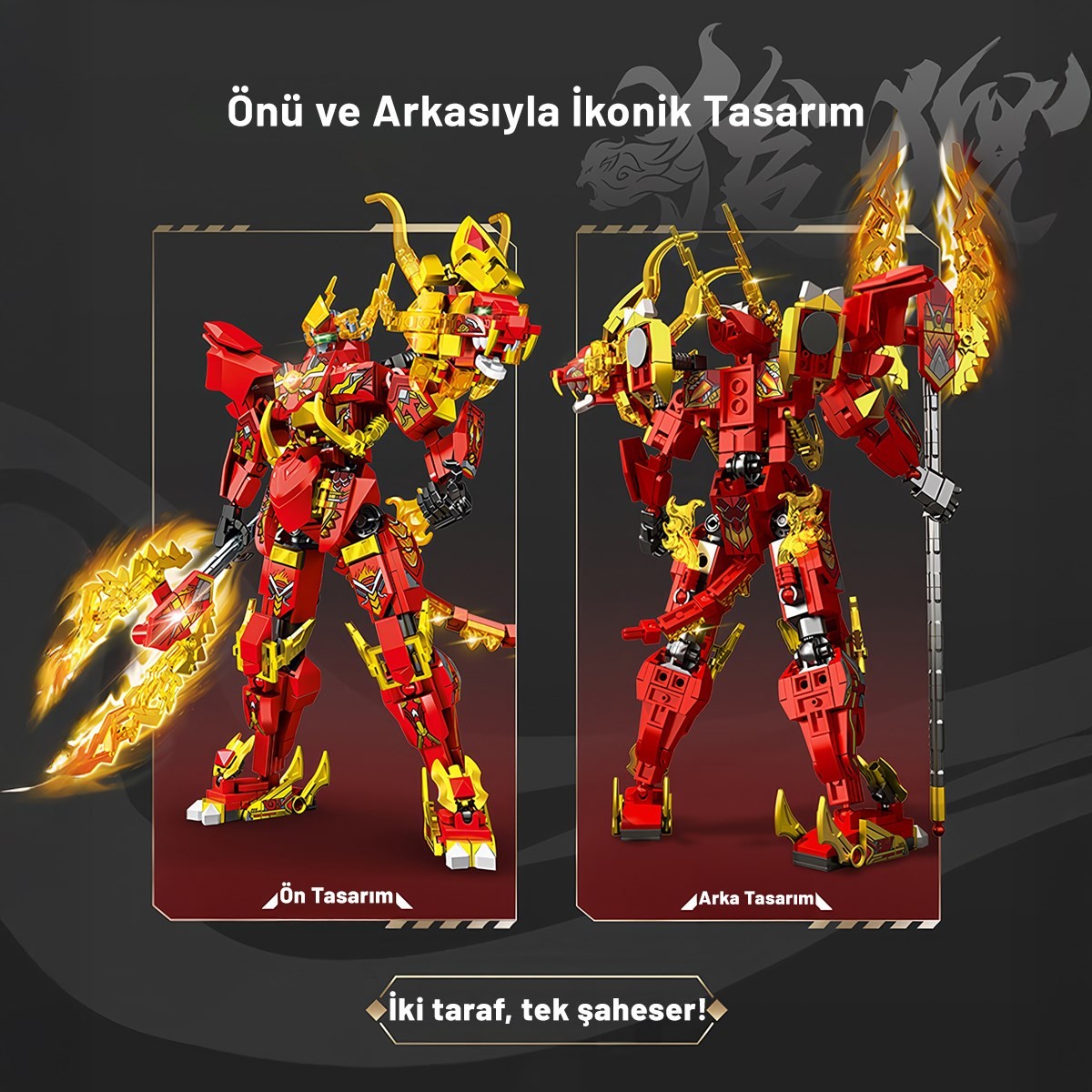 Fire Eyed Çin Ejderi Figür Yapı Bloğu Seti 497 Parça