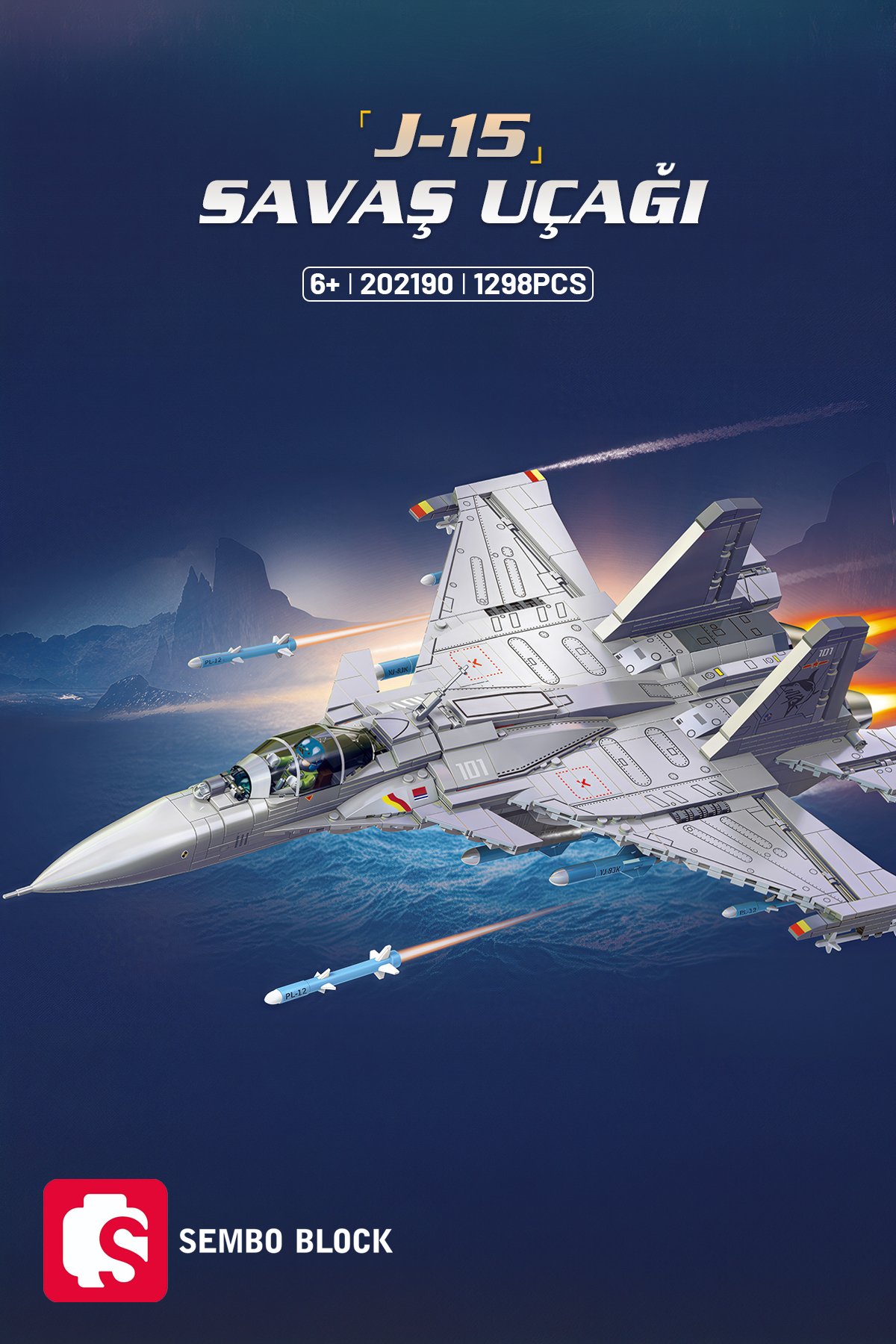 J-15 Carrier Tipi Savaş Uçağı 1298 Parça yapı blokları Lego ile uyumlu (202190)