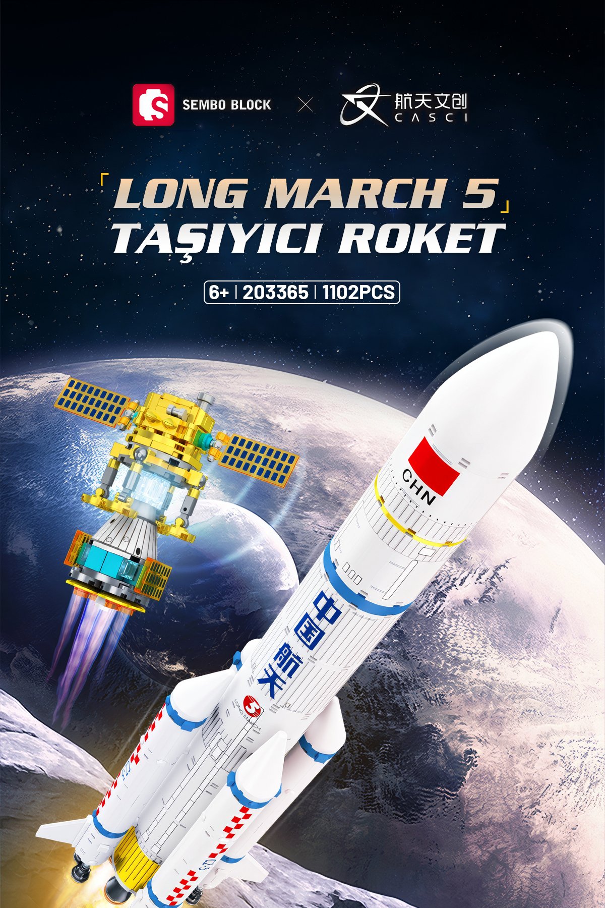 Long March 5 Taşıyıcı Roket 1102 Parça yapı blokları Lego ile uyumlu (203365)